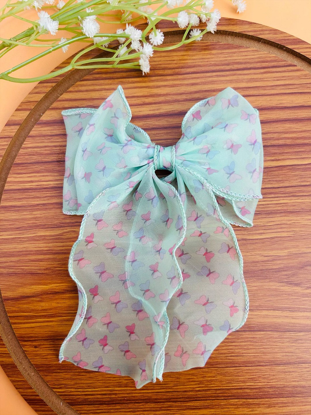 

Radhya Butterfly Printed Hair Bow Clip, Green