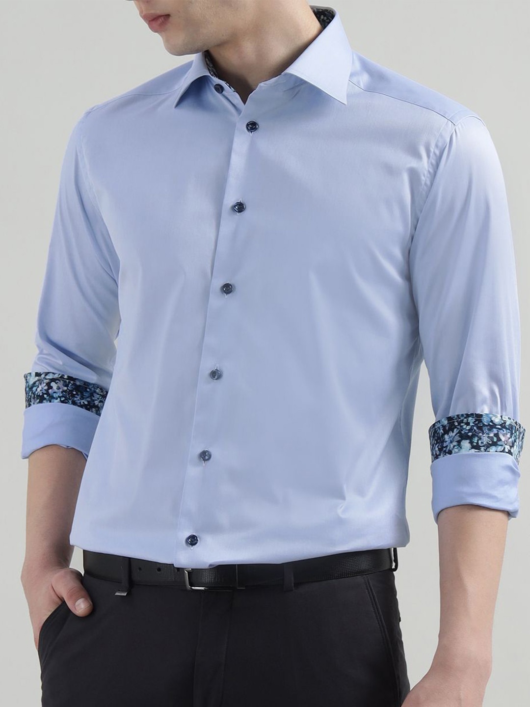 

Eton Men Cutaway Collar Solid Cotton Formal Shirt, Blue