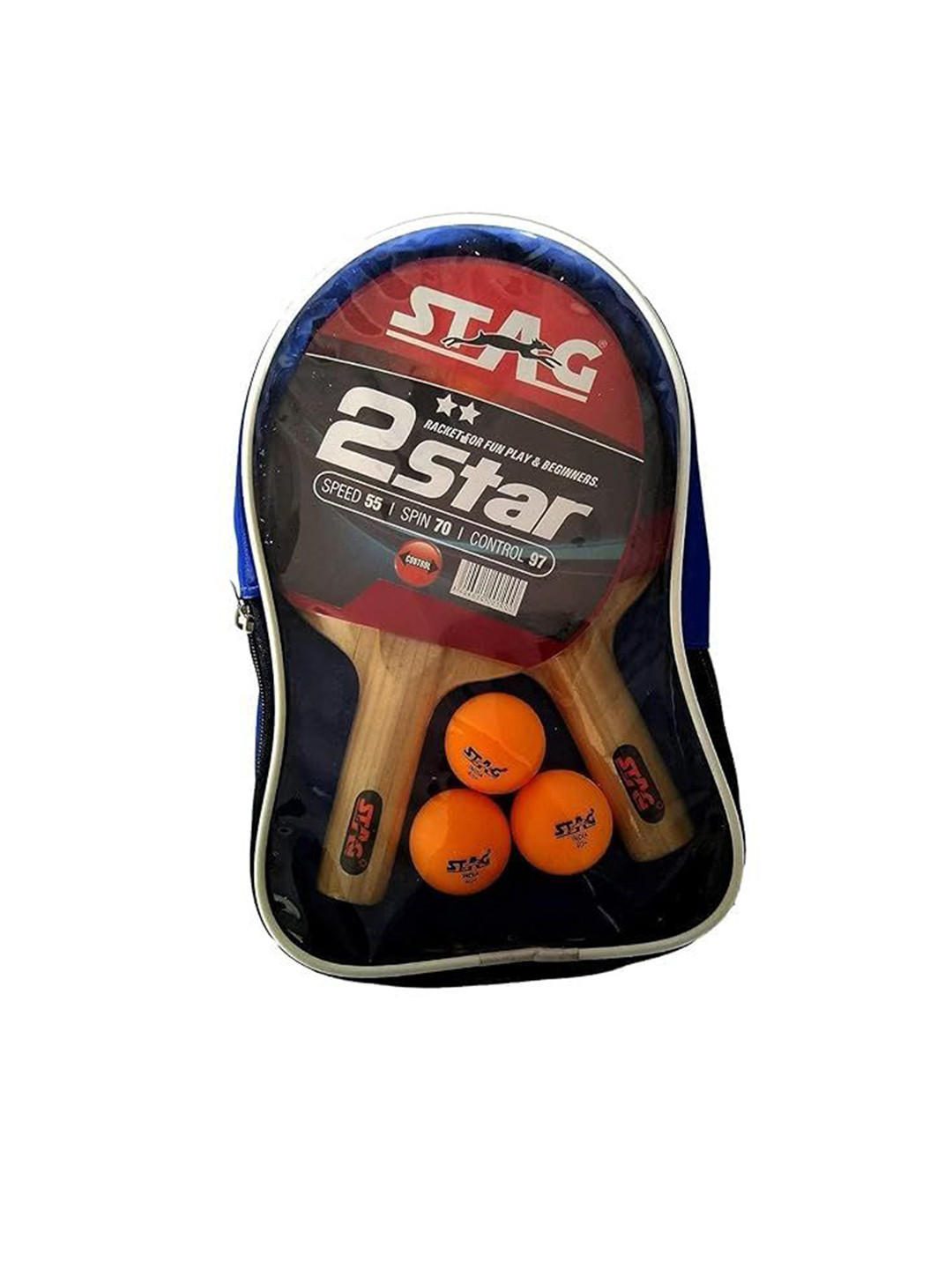 

STAG GLOBAL Set of 5 Printed Wooden Table Tennis Bat With Balls, Red