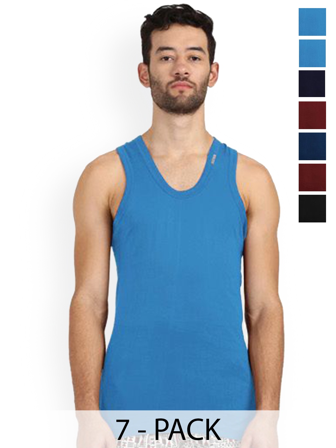 

Rupa Pack Of 7 Pure Cotton Innerwear Vests Frontline-Color-Asst-RN-7-90, Blue