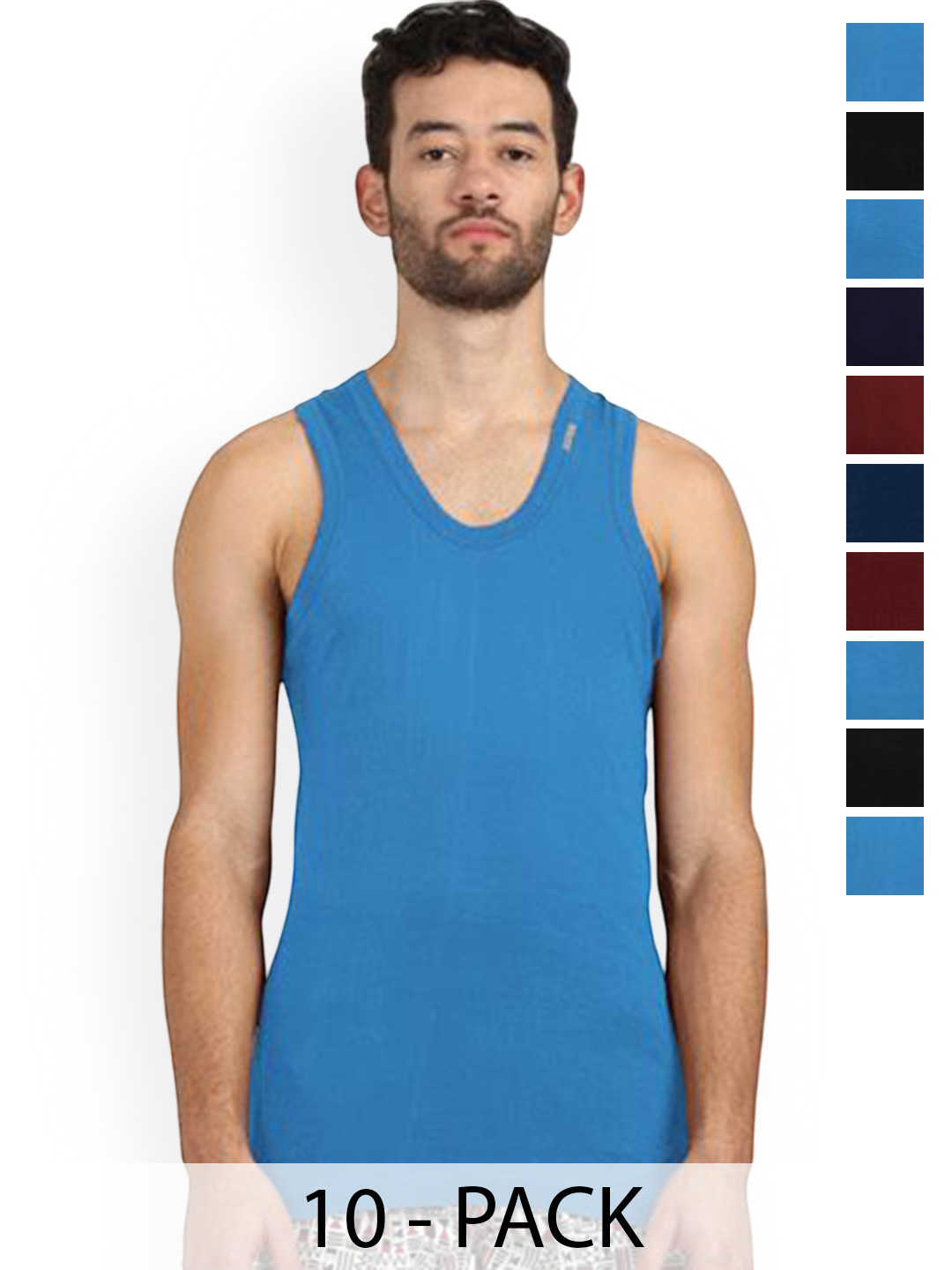 

Rupa Pack Of 10 Cotton Assorted Undershirt Vests Frontline-Color-Asst-RN-10-95
