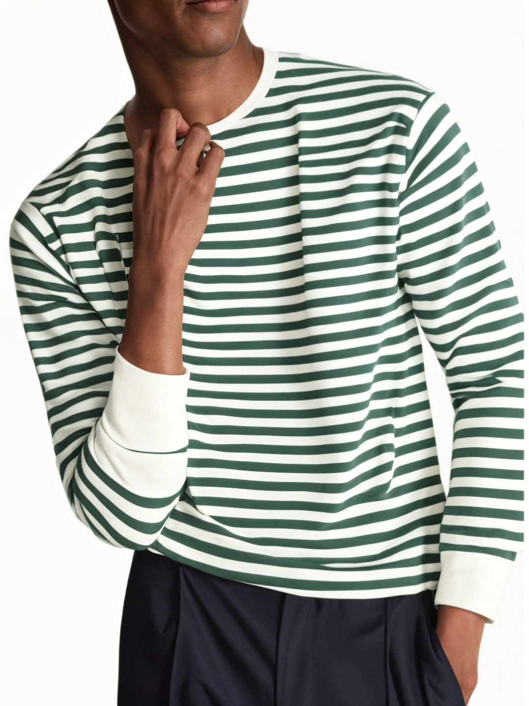 

MACK JONNEY Men Striped Pockets T-shirt, Green