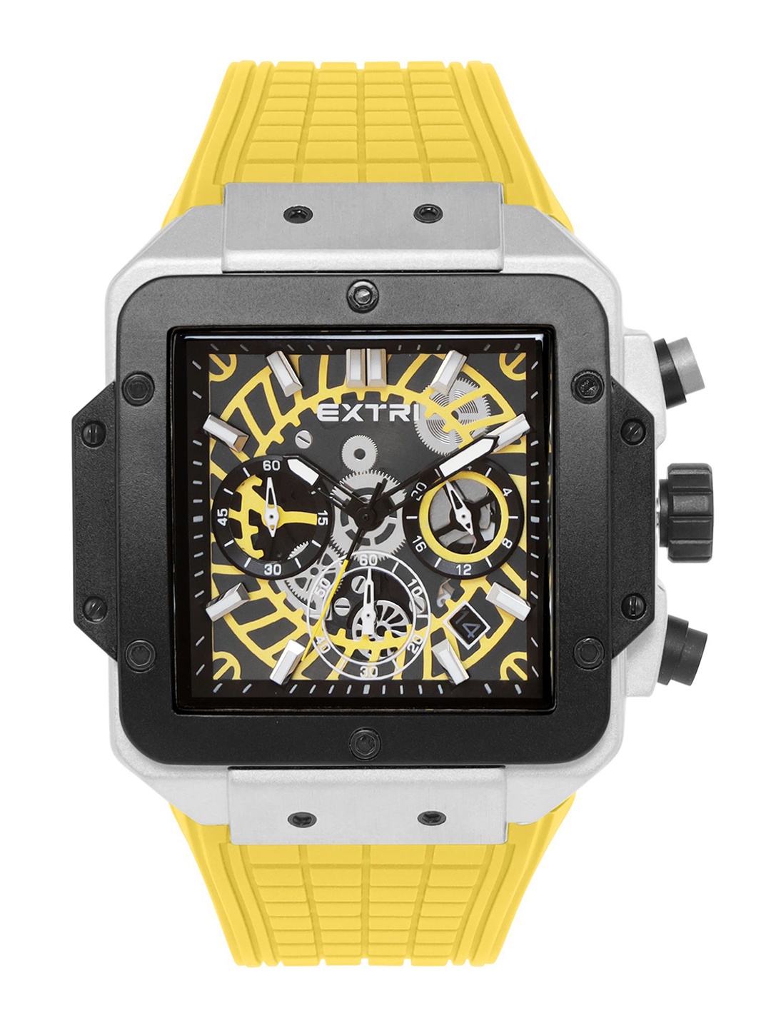 

EXTRI Men Printed Dial & Textured Straps Analogue Watch X6097-C, Yellow