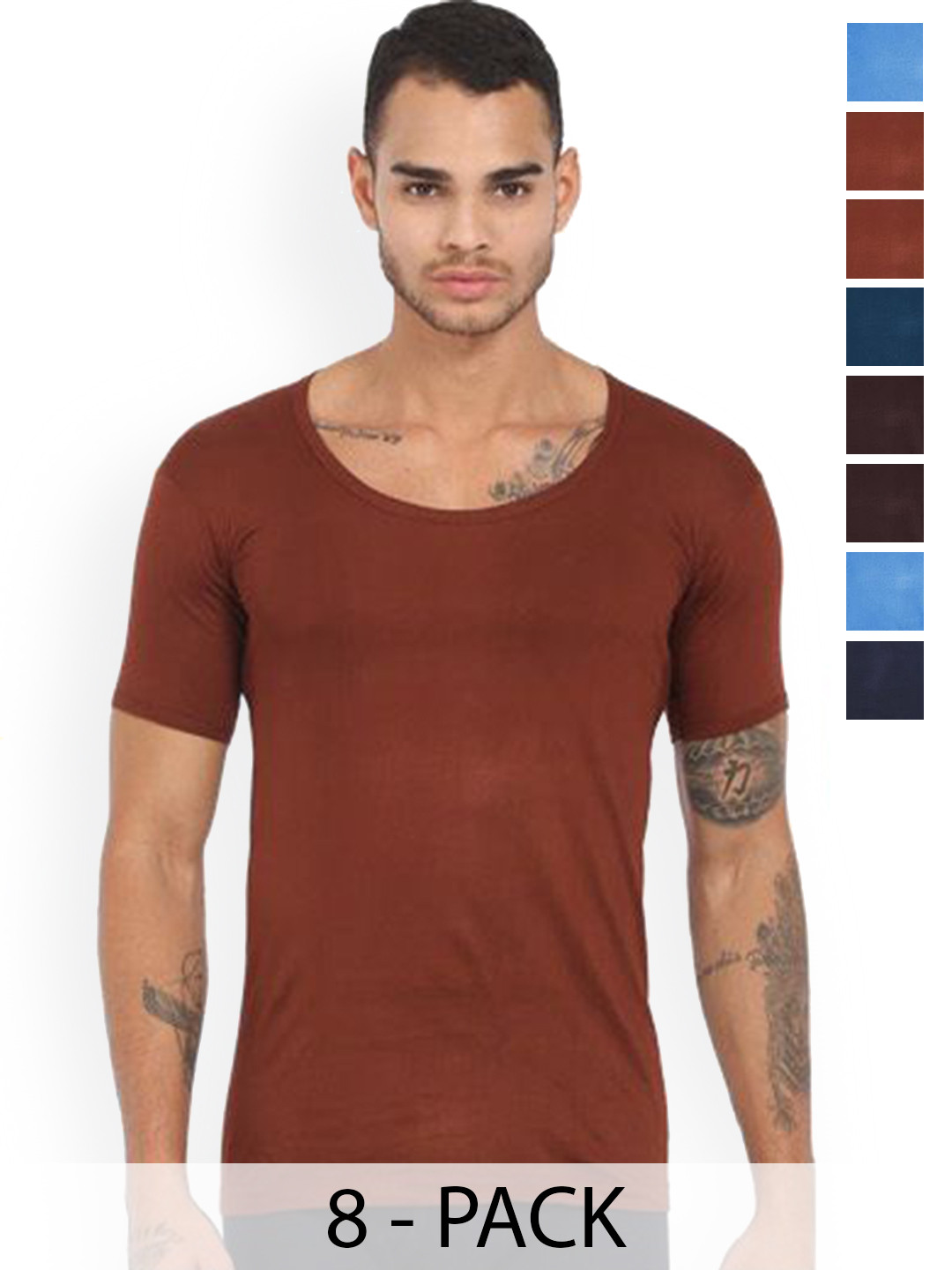 

Rupa Pack Of 8 Assorted Pure Cotton Innerwear Vests Frontline-Color-Asst-RNS-8-85