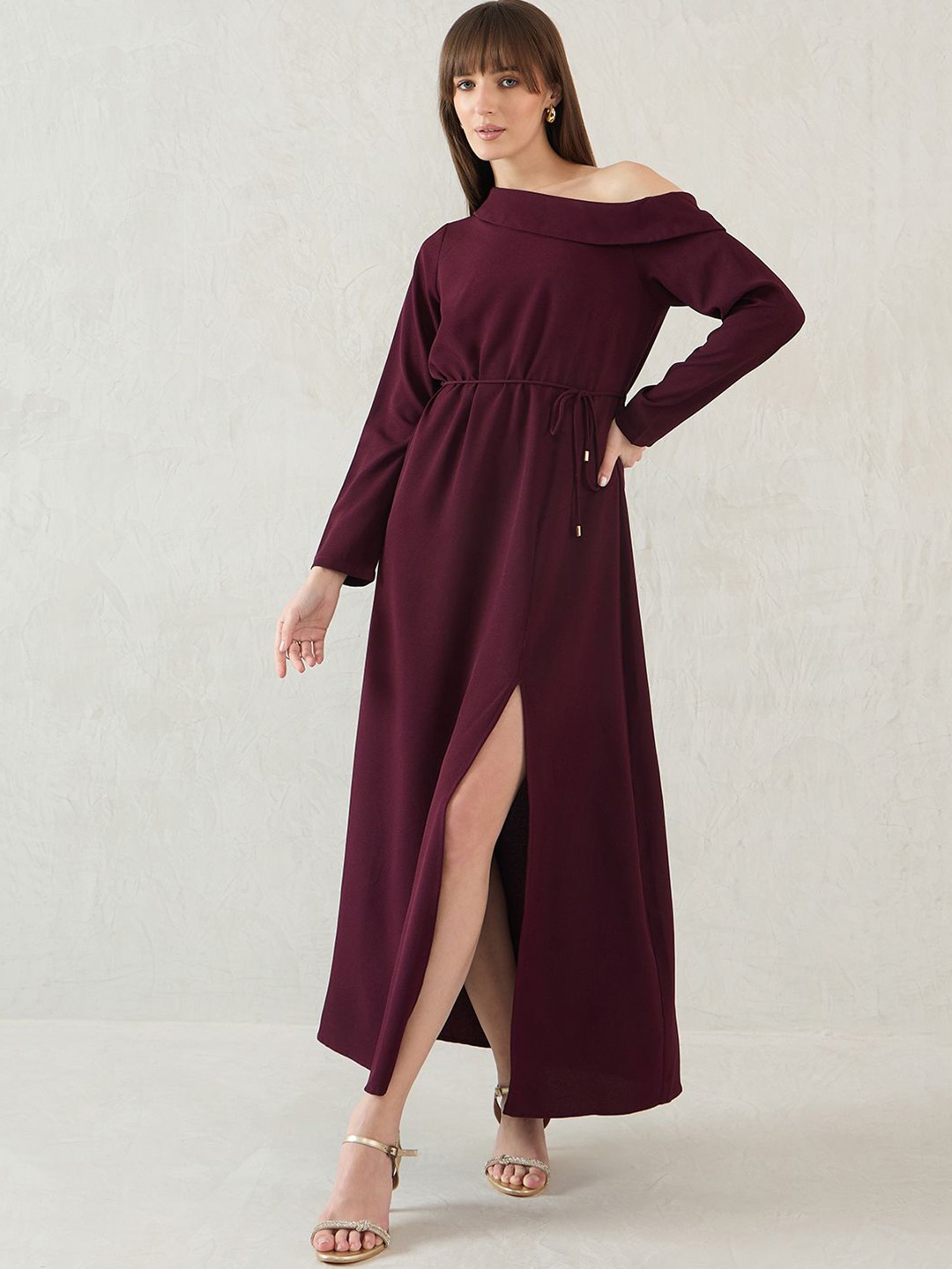 

FEMMELLA One Shoulder Maxi Dress Slit Detail, Red