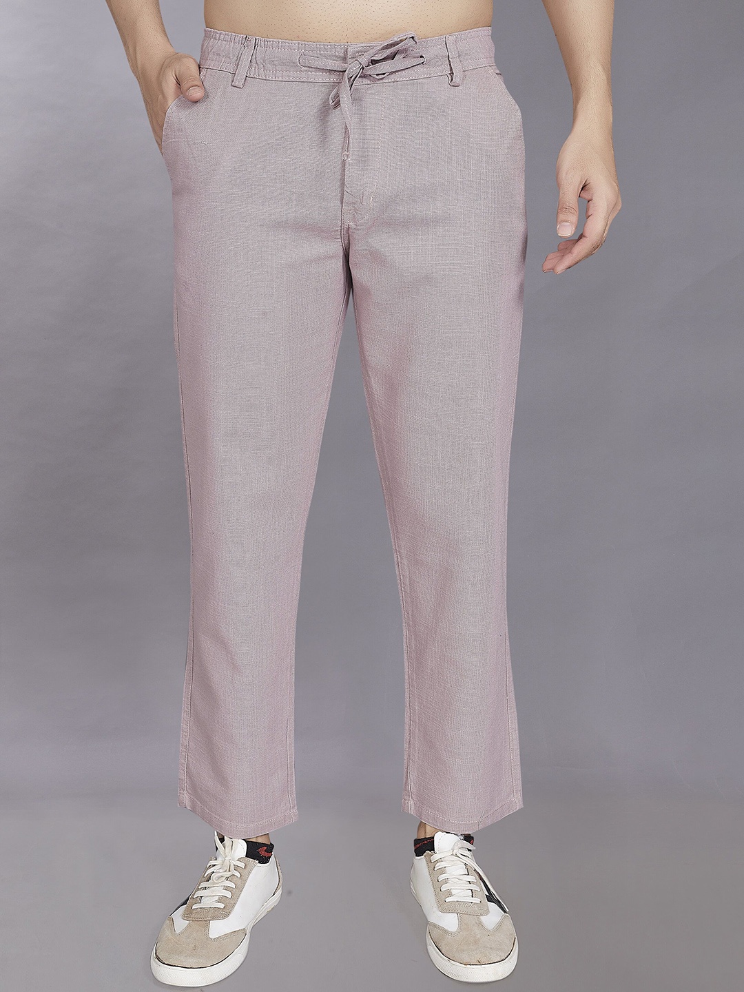 

DIVISIVE Men Relaxed Loose Fit Easy Wash Trousers, Pink