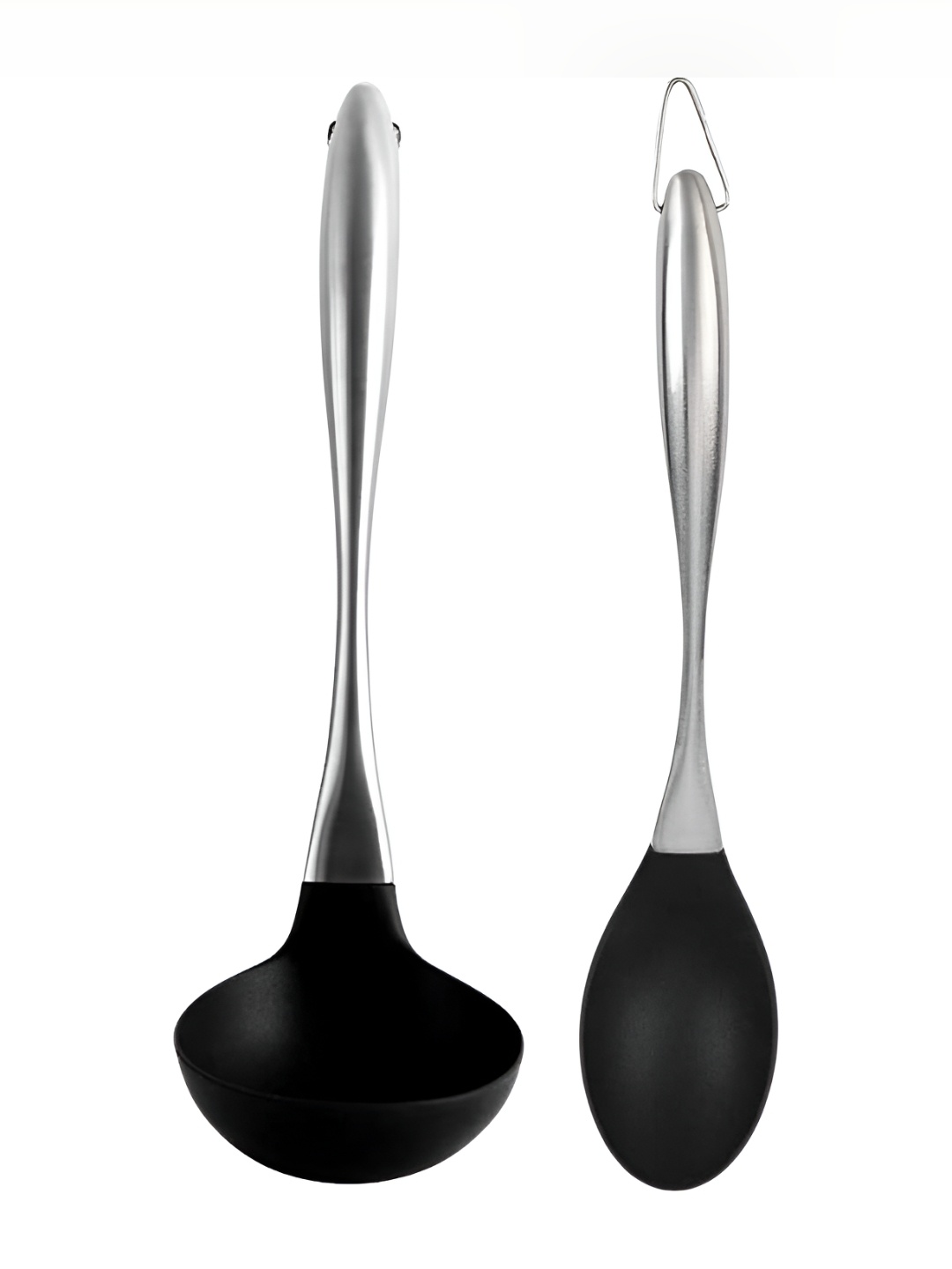 

Baskety Black 2 Pieces Silicone Laddle Scoop With Serving Spoon