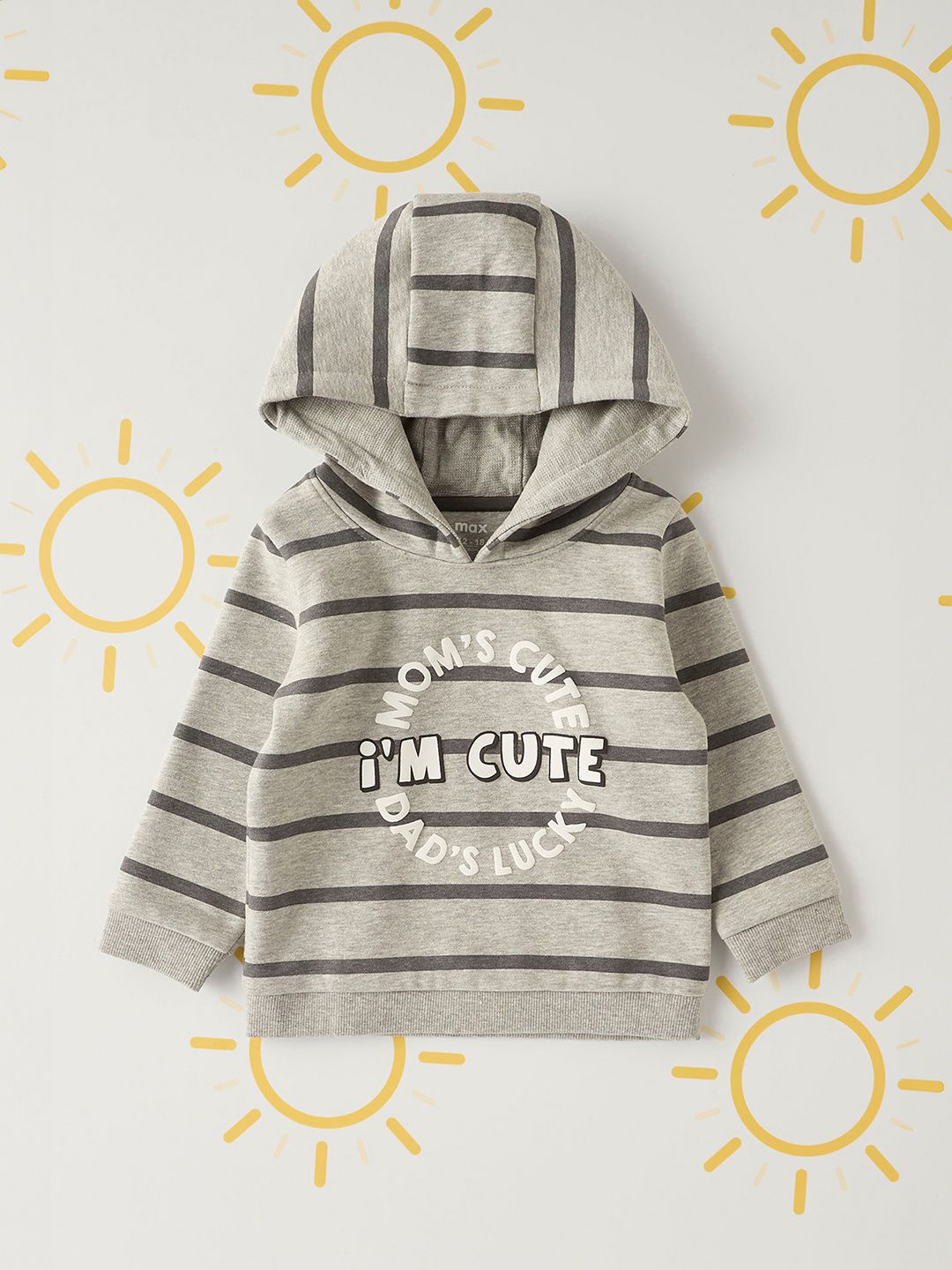 

max Boys Striped Sweatshirt, Grey