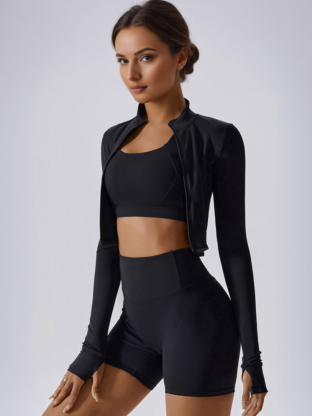 

StyleCast Women Mock Collar Solid Sports Lightweight Sporty Jacket, Black