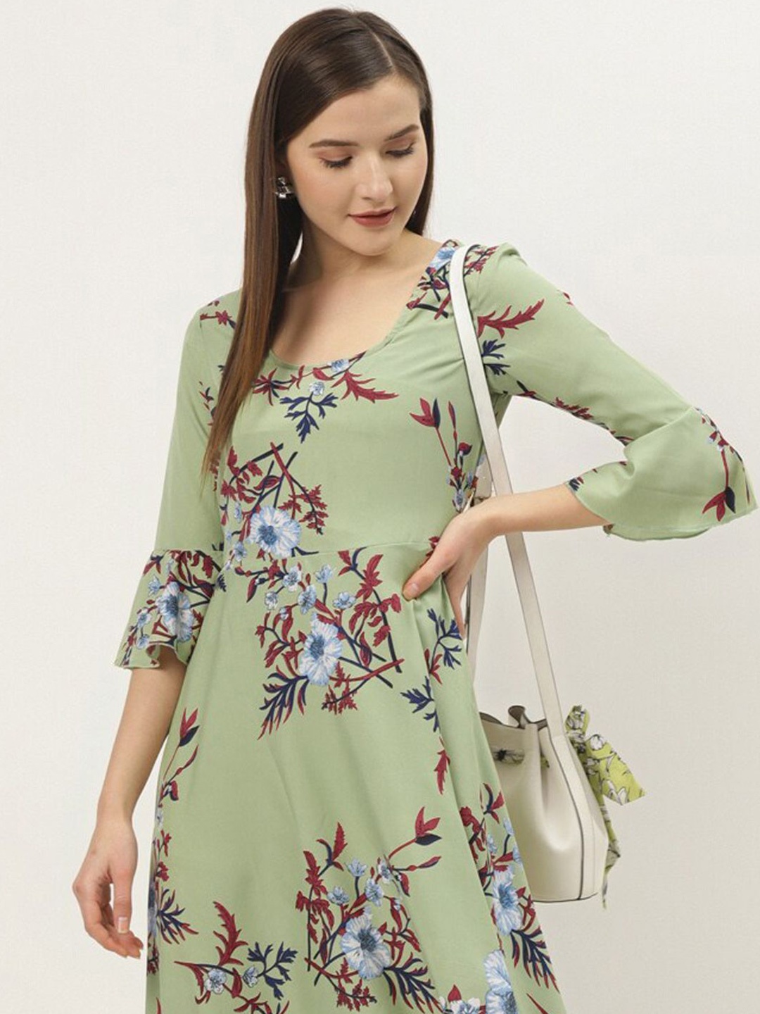 

DressBerry Women Floral Printed Fit and Flare Maxi Dress, Green