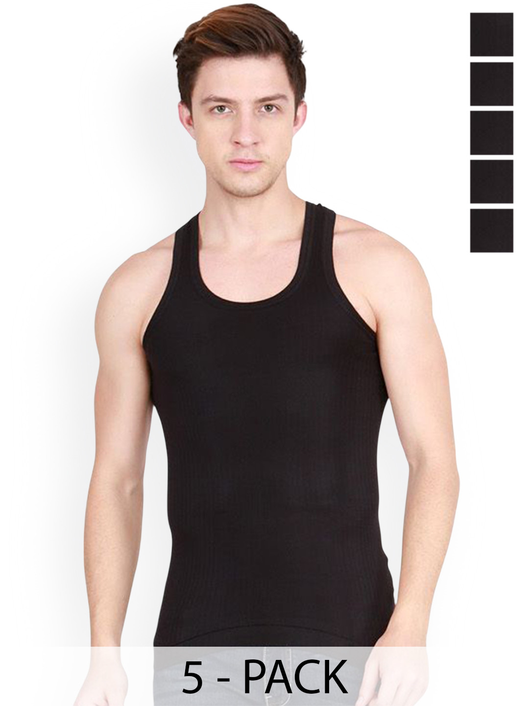 

Rupa Pack Of 5 Cotton Innerwear Vests Frontline-Xing-Black-RN-5-85