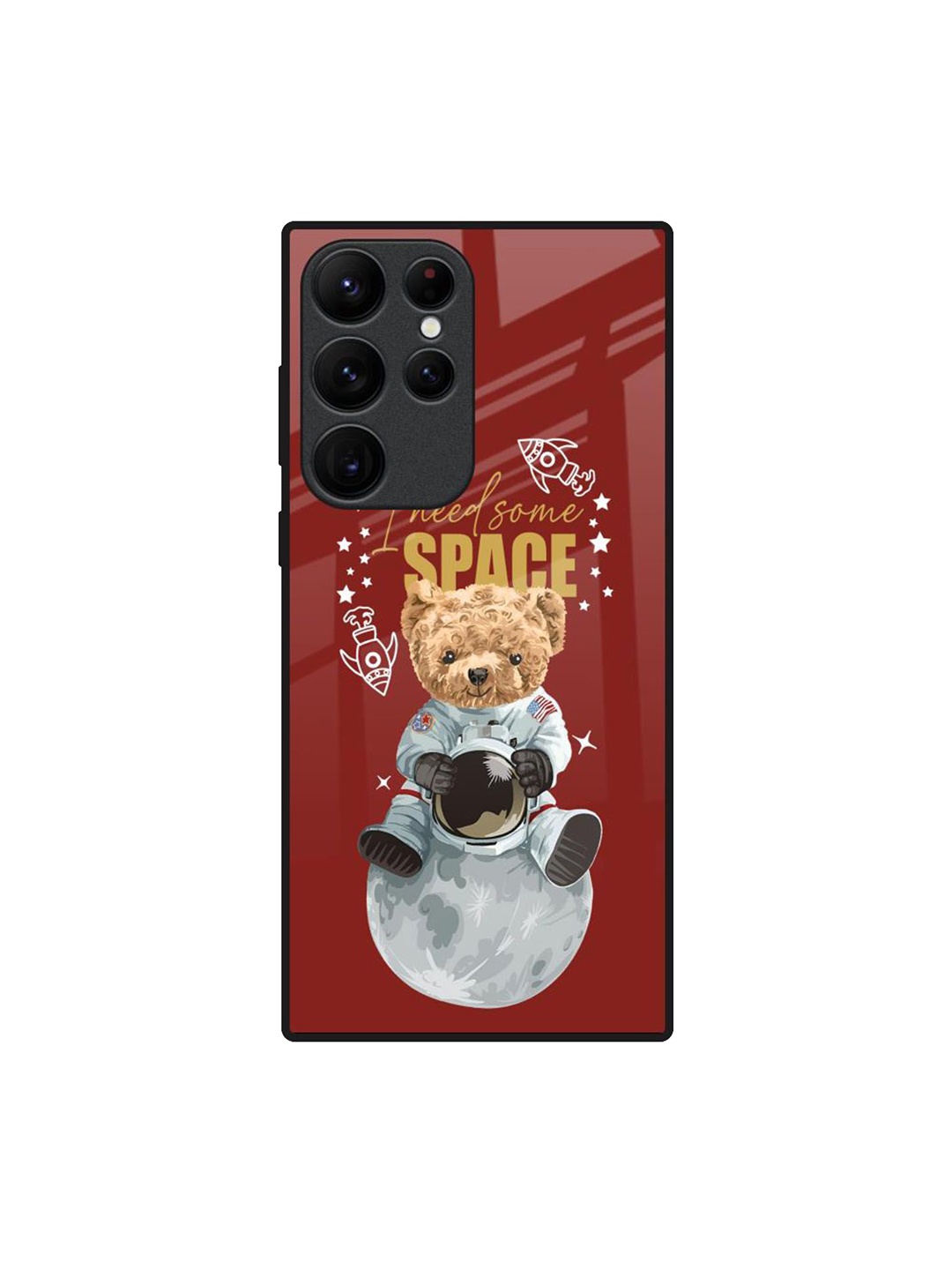 

QRIOH Astronaut Bear Printed Samsung Galaxy S22 Ultra Back Case, Maroon