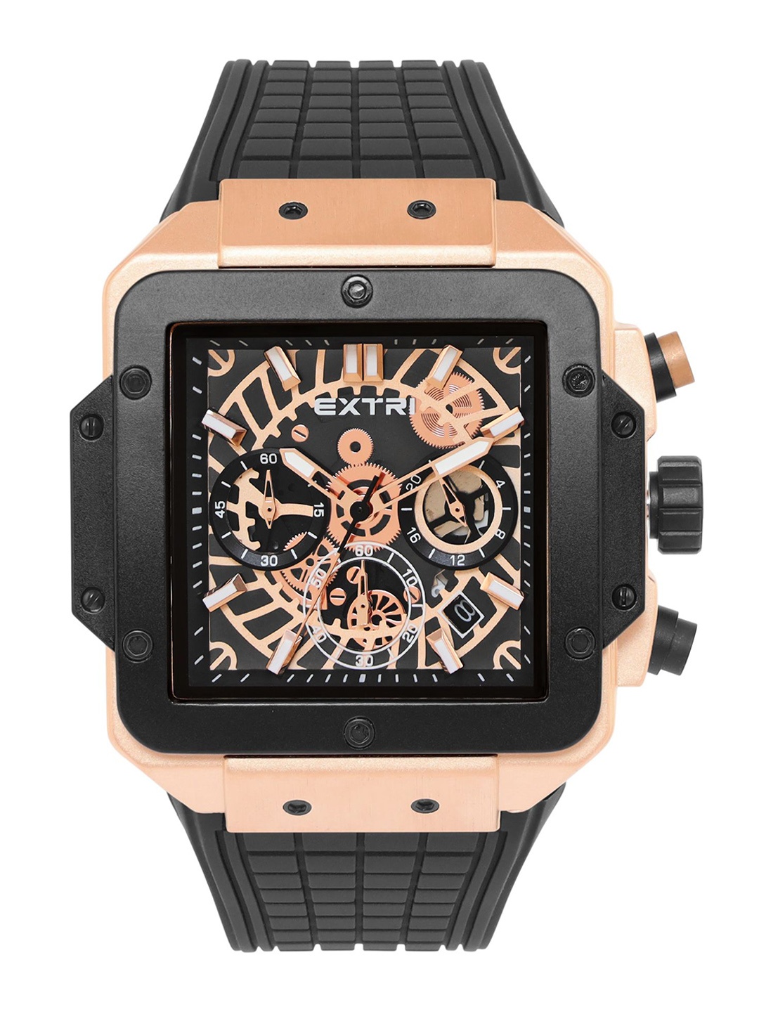 

EXTRI Men Printed Dial & Bracelet Style Straps Analogue Watch X6097-J, Rose gold