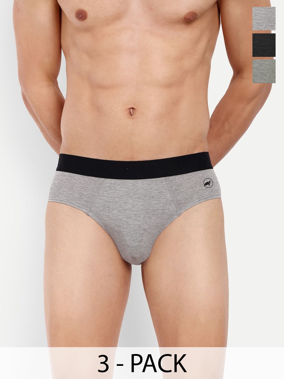 

LOGGERHEAD Pack Of 3 Cotton Hipster Briefs LHFB004-Grey-Black-DarkGrey