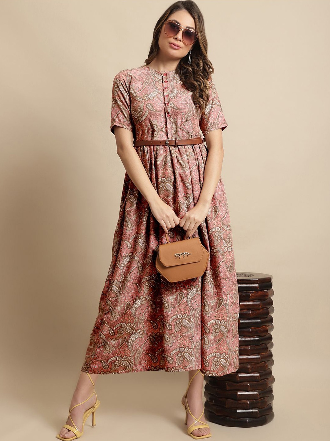 

Tromko Floral Print Fit & Flare Midi Dress, Pink