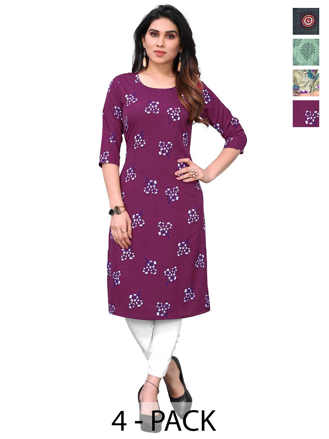 

KETAKI FASHION Women Ethnic Motifs Printed Thread Work Crepe Kurta, Multi