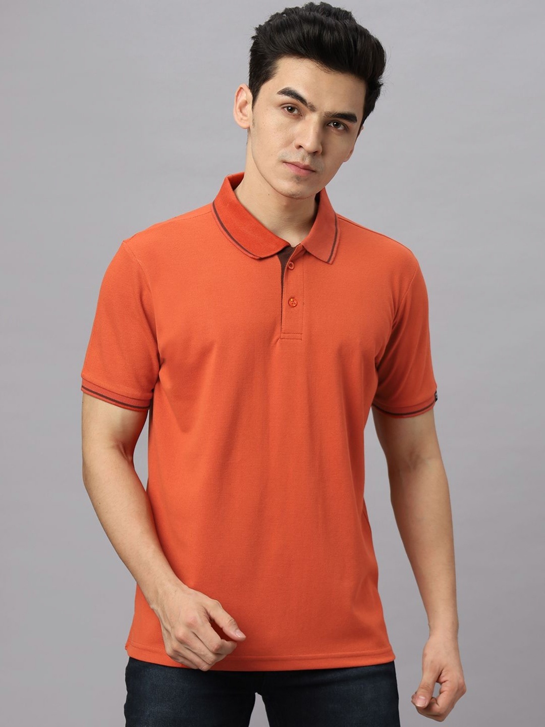 

Wear Your Opinion Men Solid Polo Collar Cotton T-shirt, Rust