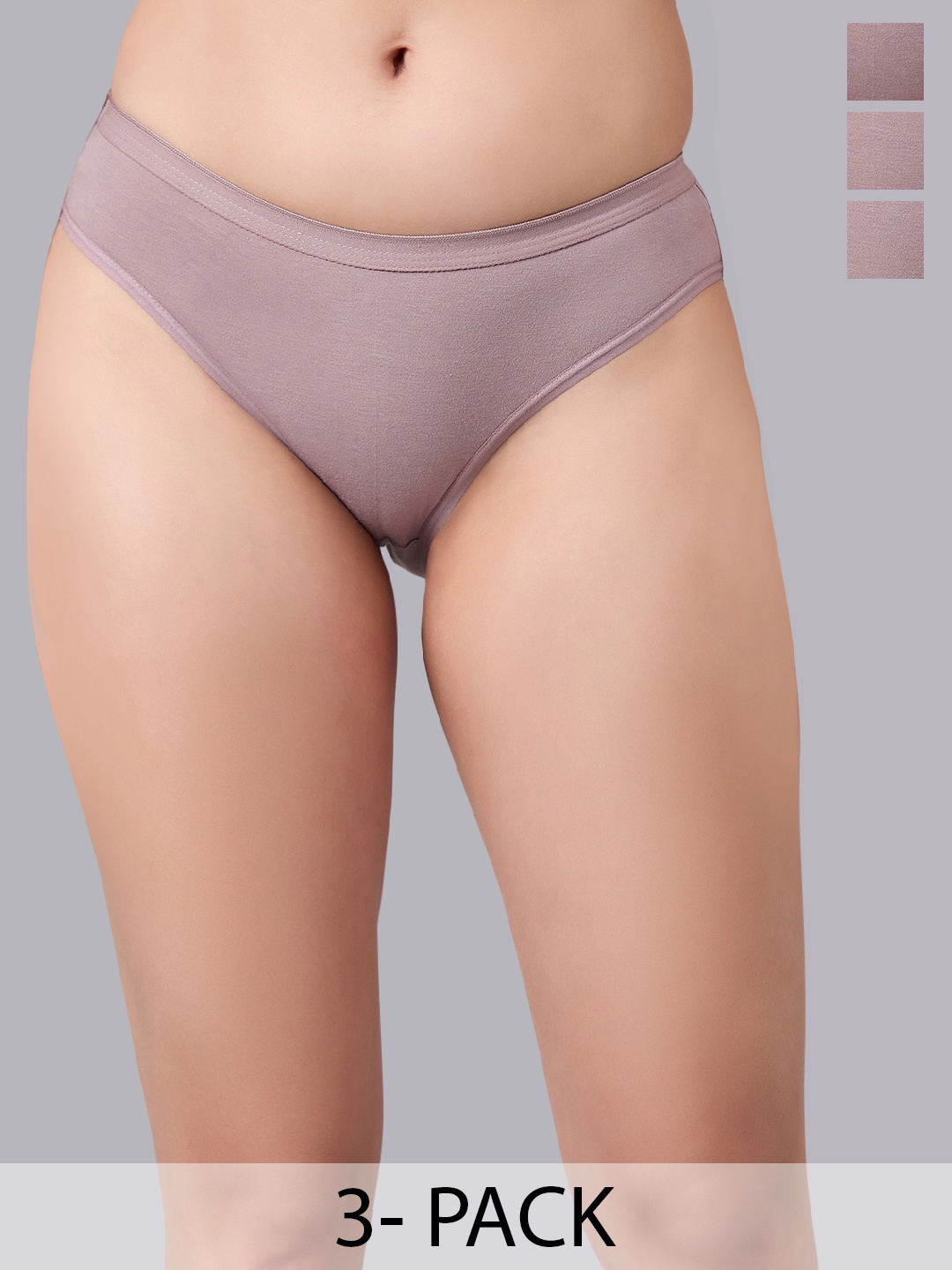 

SIMOH Women Pack Of 3 Plus Size Mid-Rise Basic Briefs, Grey