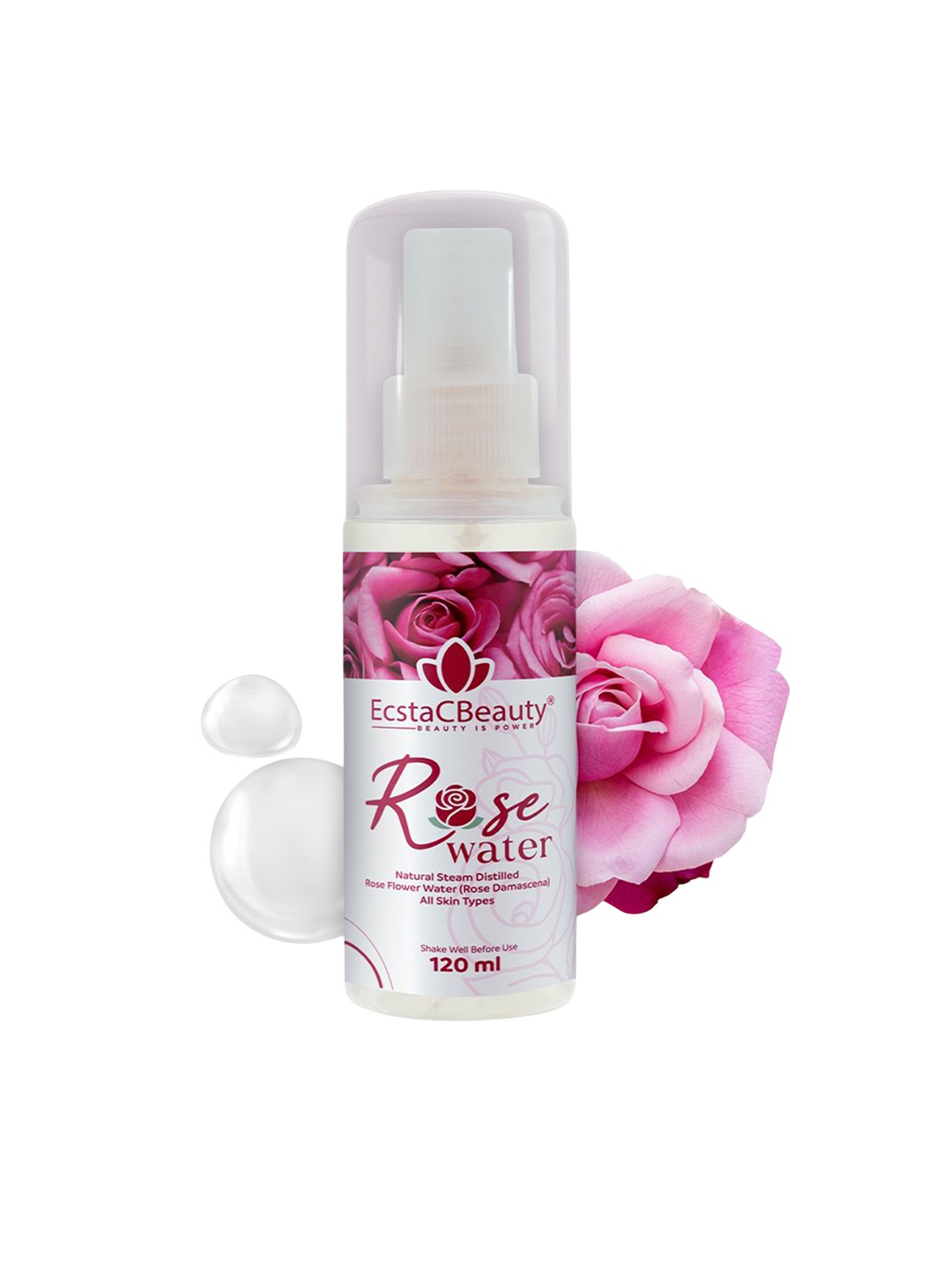 

EcstaCBeauty Pure Rose Water Gulab Jal Alcohol Free Toner - 120 ml, Pink