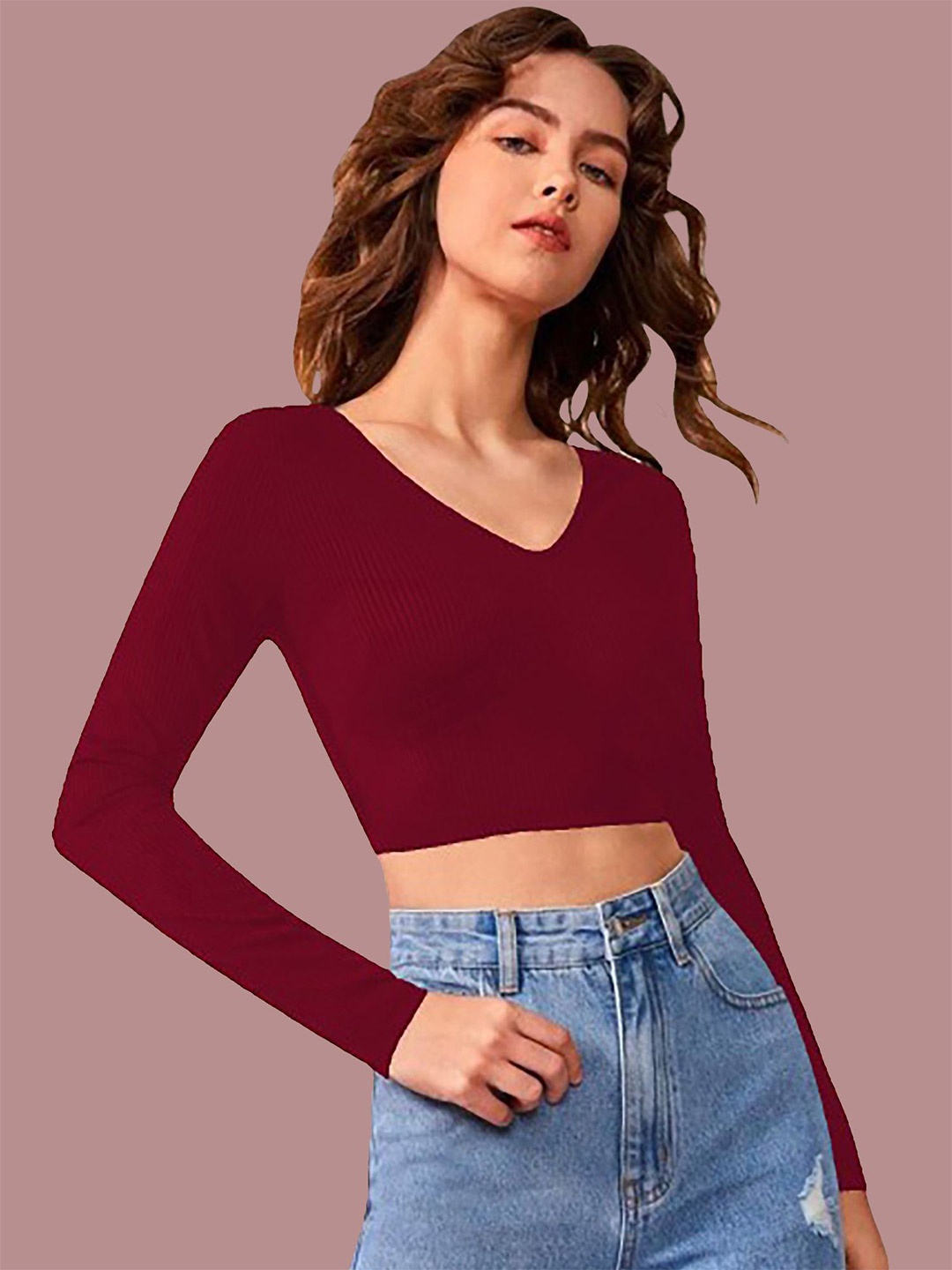 

Dream Beauty Fashion Crop Top, Maroon