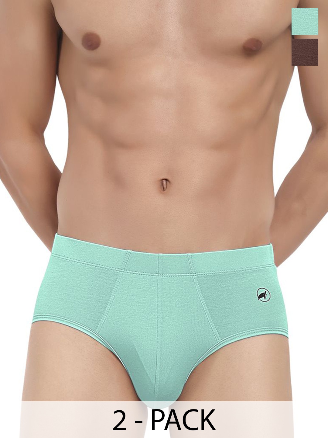 

LOGGERHEAD Pack 2 Cotton Mid-Rise Basic Briefs LHIB012-Mint-Brown, Green