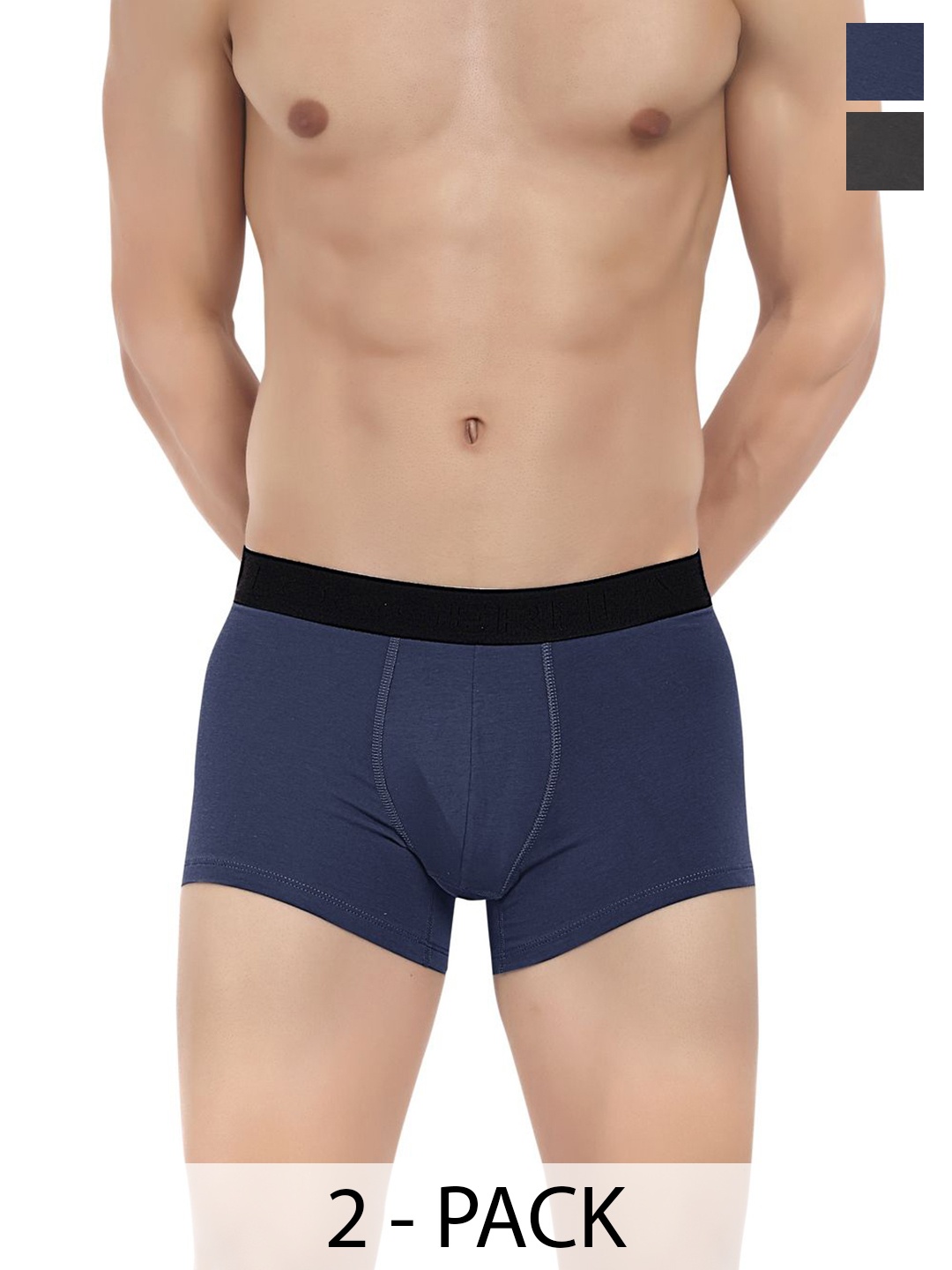 

LOGGERHEAD Pack Of 2 Cotton Long Trunks LHFT004-DarkGrey-Navy, Grey