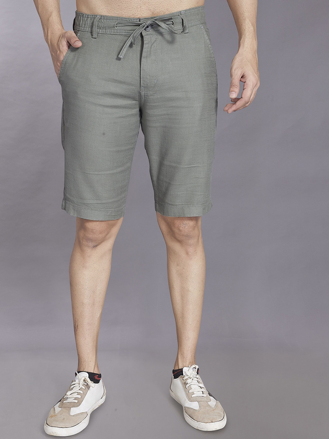 

DIVISIVE Men Linen Shorts, Olive