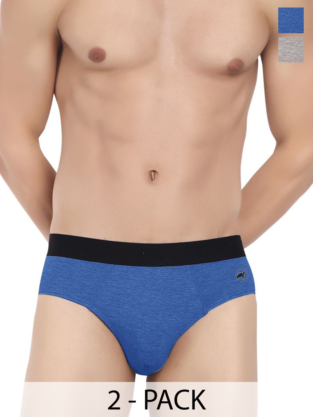 

LOGGERHEAD Pack Of 2 Cotton Mid-Rise Basic Briefs LHFB004-Blue-Anthra