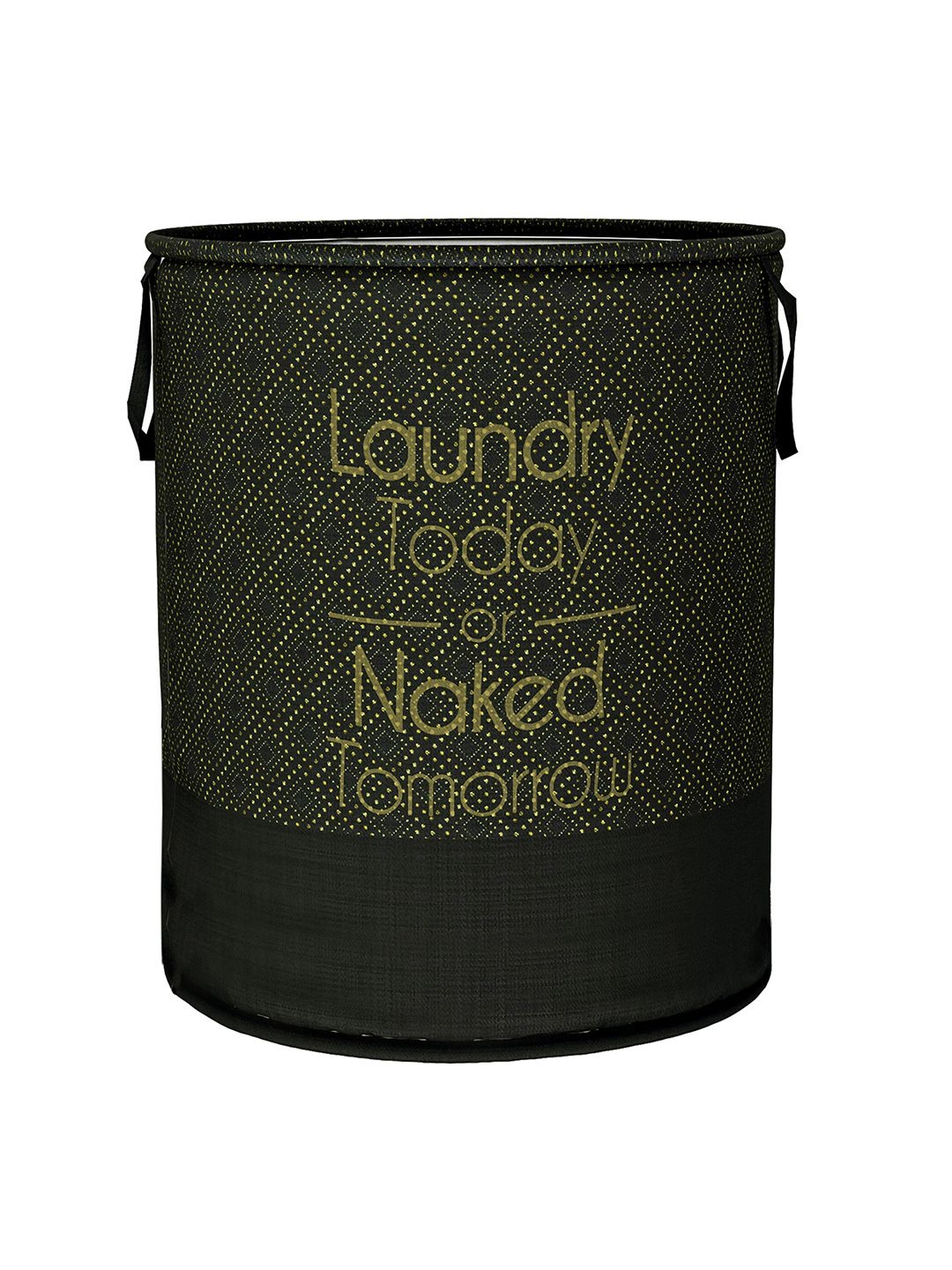 

Kuber Industries Black Printed Round Laundry Basket 45 L