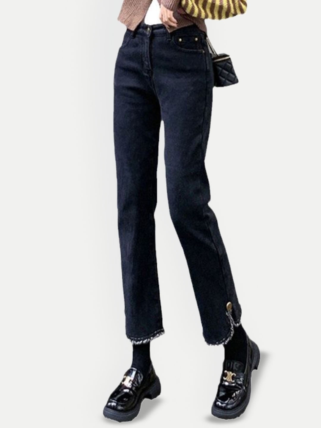 

StyleCast Women High-Rise Slits Slim Fit Jeans, Black