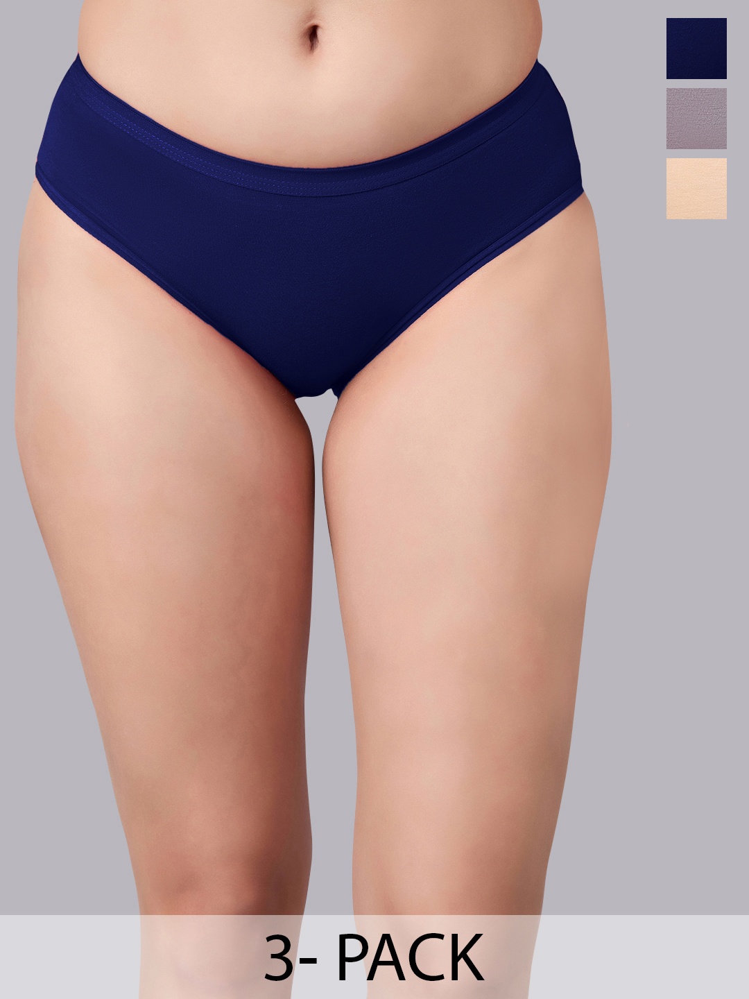 

SIMOH Women Pack Of 3 Assorted Basic Briefs