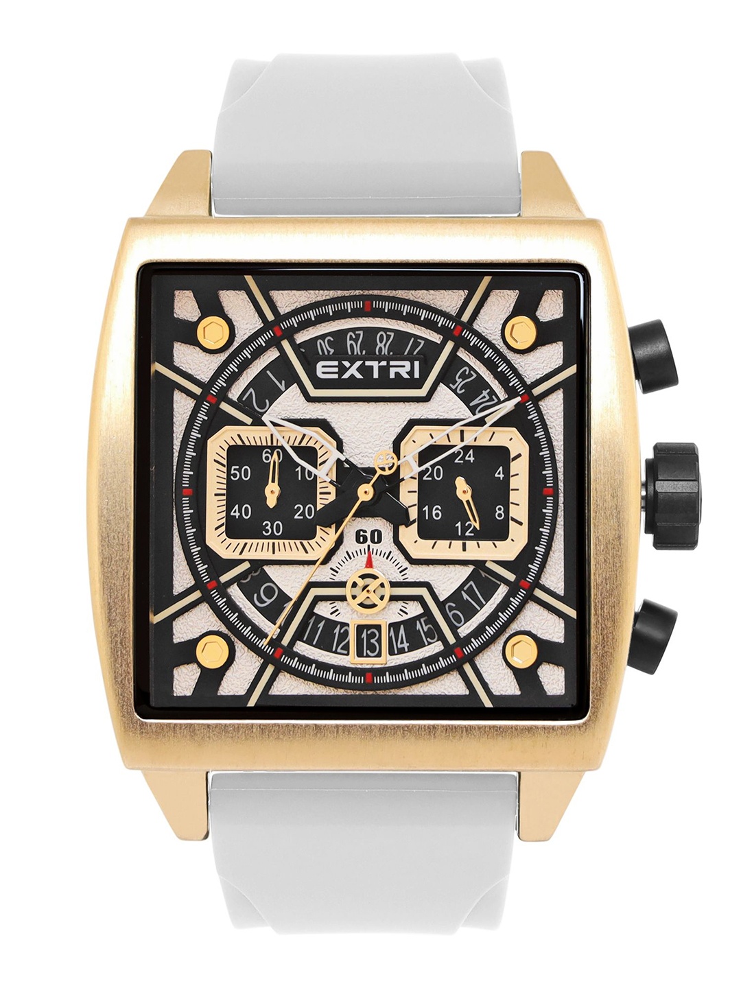 

EXTRI Men Textured Dial & Straps Analogue Reset Time Watch X6076-H, Black
