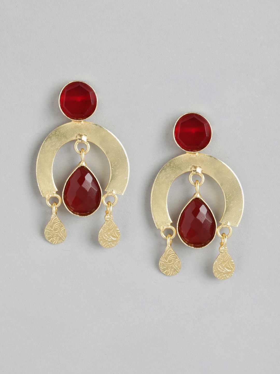 

Anouk Gold-Plated Contemporary Drop Earrings, Maroon