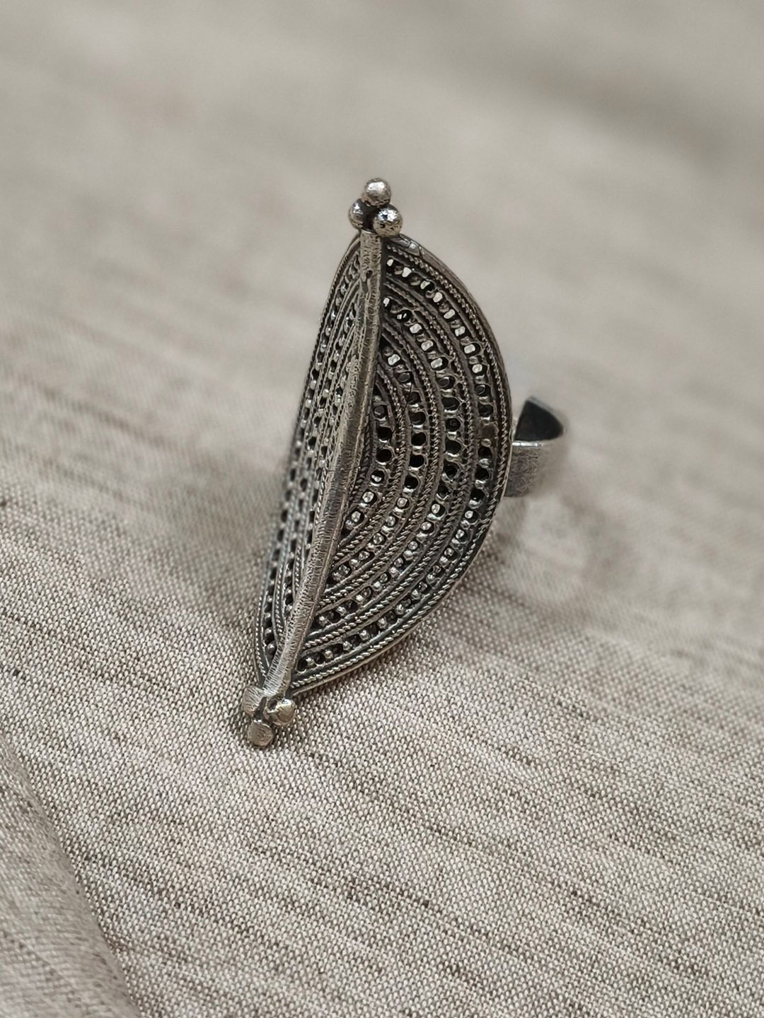 

Molcha Oxidised Adjustable Finger Ring, Silver
