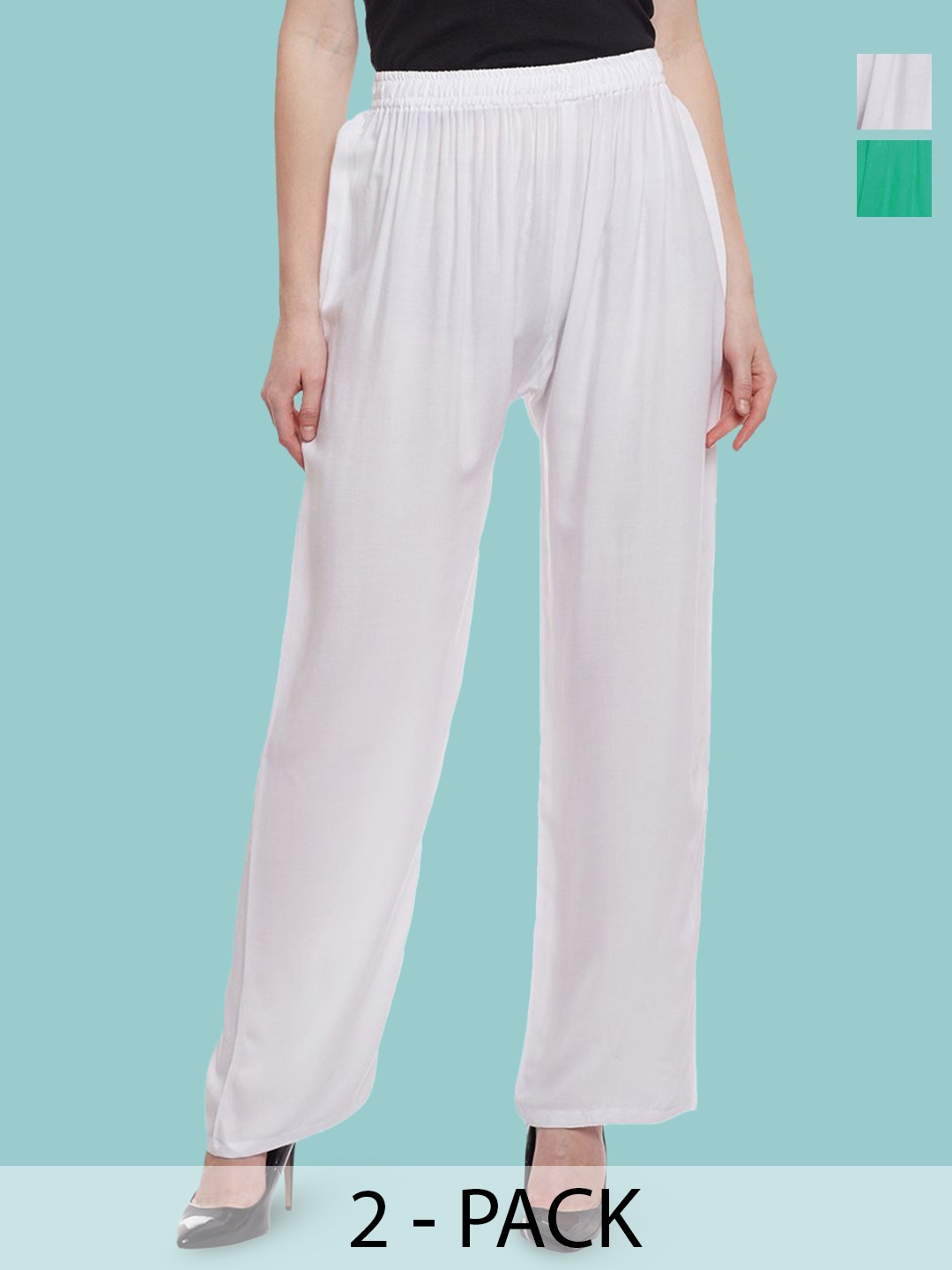

Castle Lifestyle Women 2 Ethnic Palazzos, Sea green