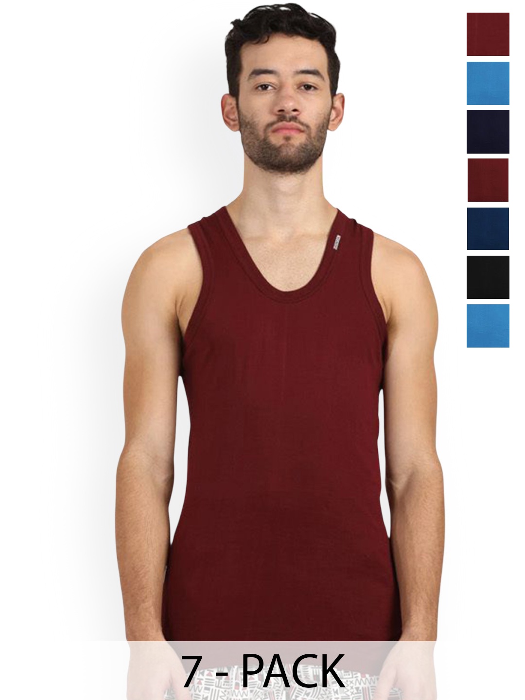 

Rupa Pack Of 7 Assorted Pure Cotton Innerwear Vests Frontline-Color-Asst-RN-7-95