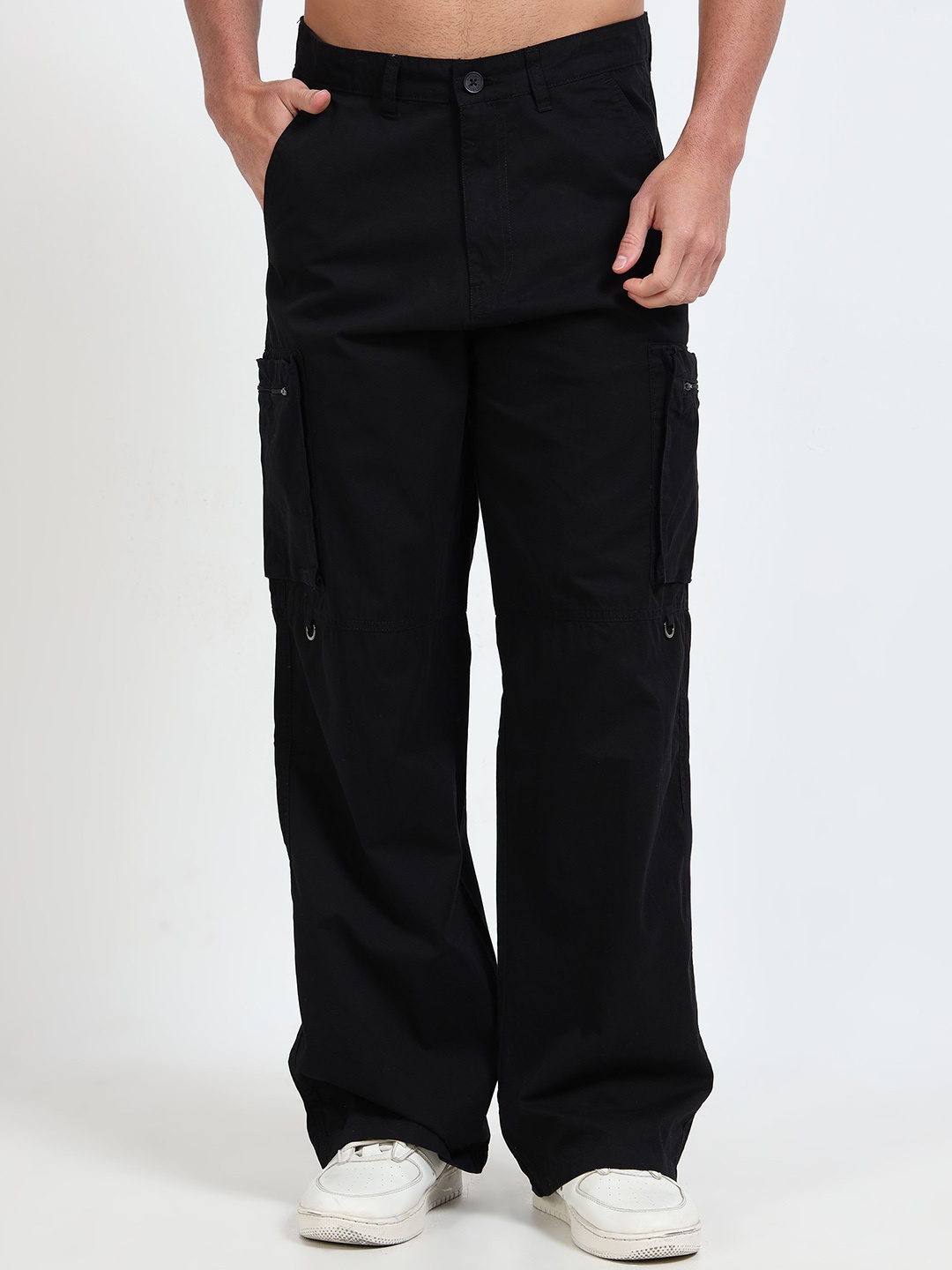 

SILISOUL Men Relaxed Loose Fit Cargos Trousers, Black