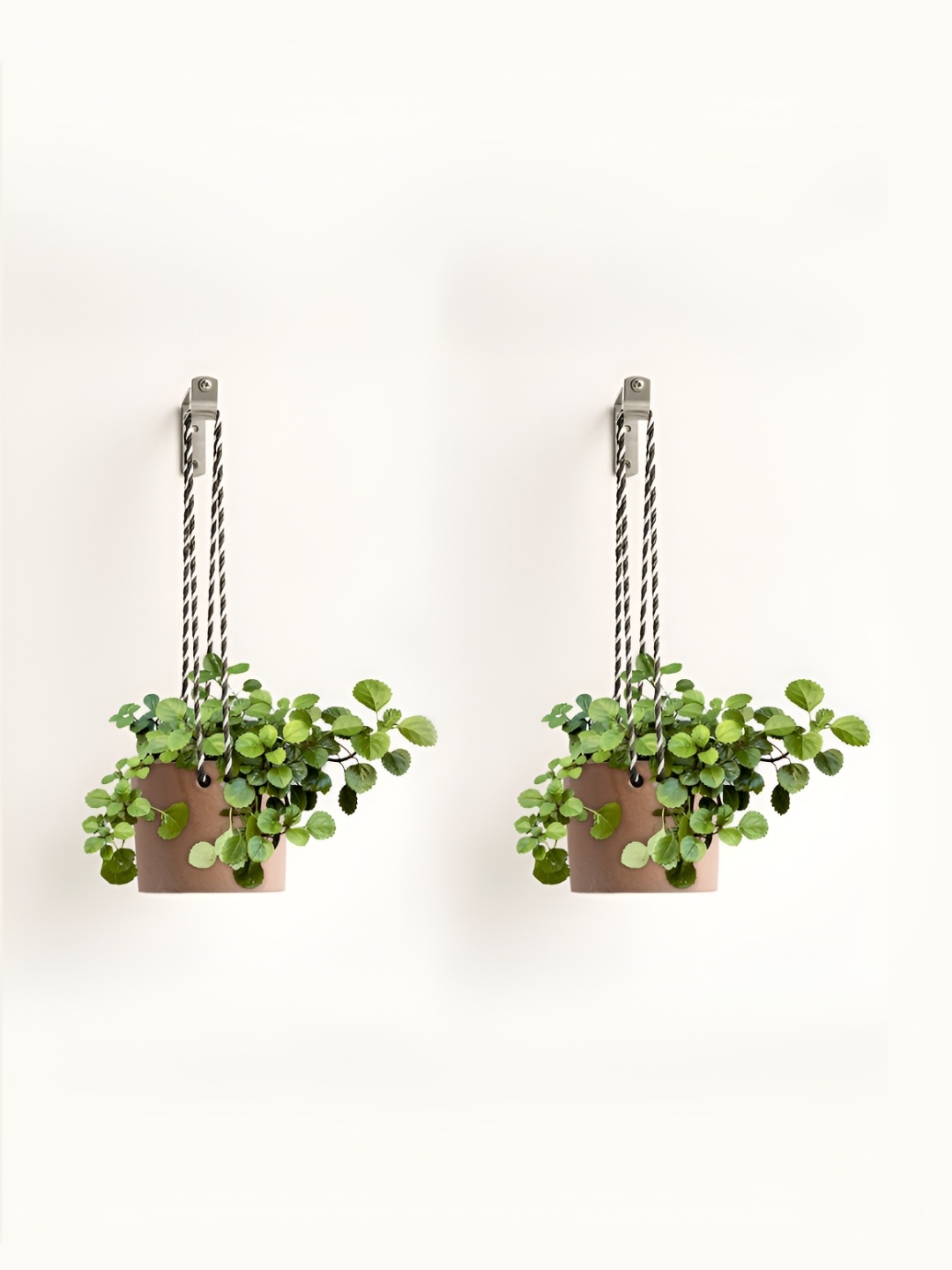 

Claymistry 2 Pieces Brown & Black Ceramic Hanging Planter With Rope