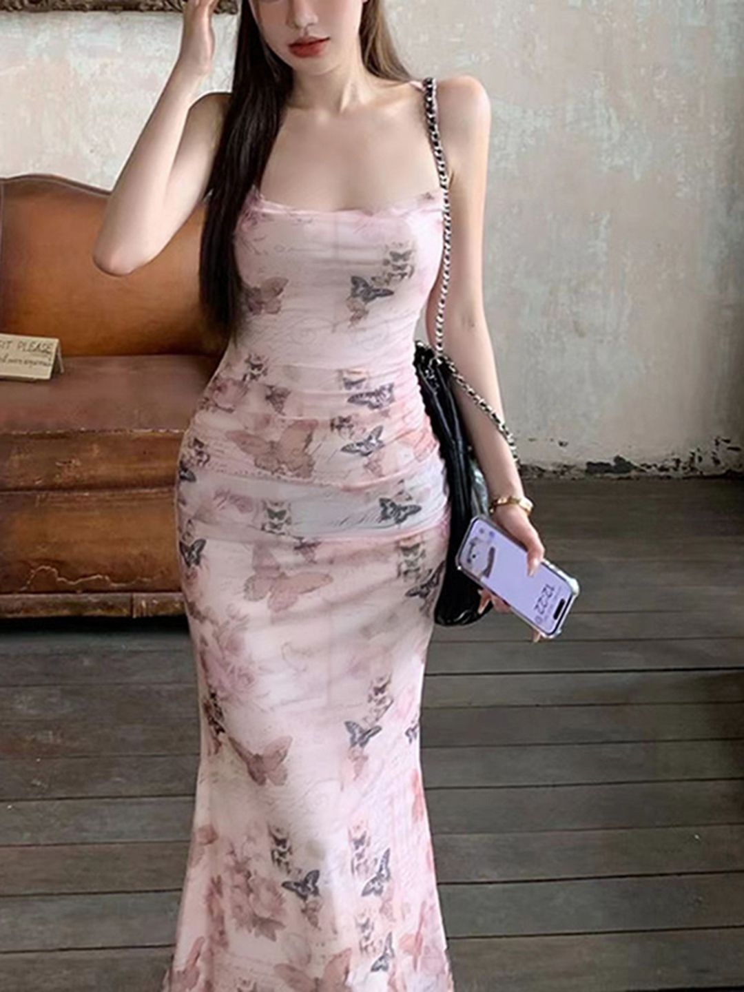 

bebeWomen Printed Bodycon Dress, Mauve