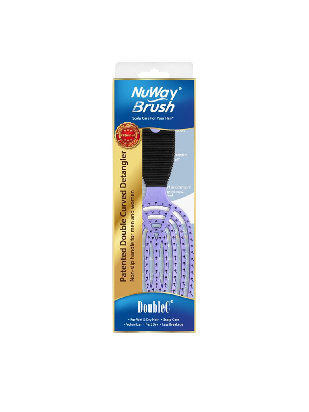 

NuWay 4Hair Patented Double Curved Detangler Paddle Hair Brush - Purple