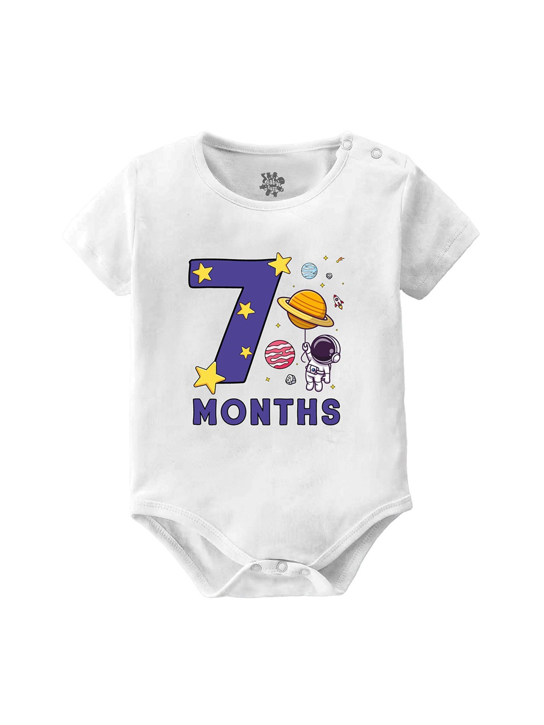 

Baby Buzz Infants Printed Pure Cotton Bodysuit, White