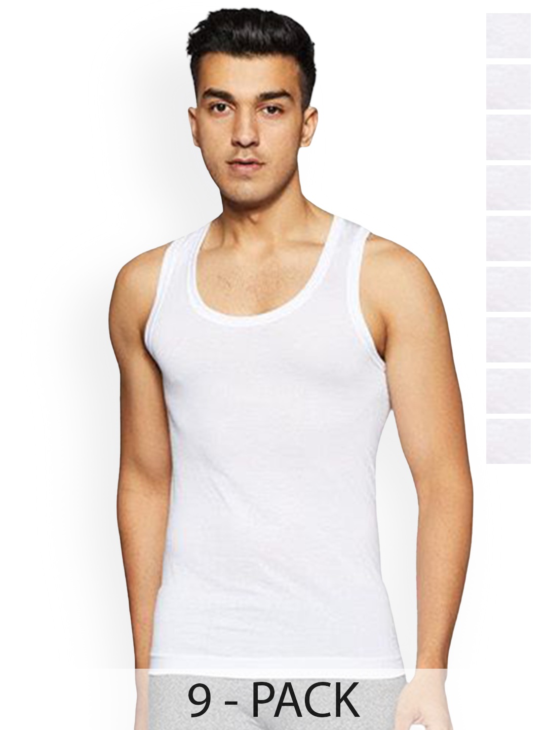 

Rupa Pack Of 9 Innerwear Vests Frontline-Air-Whit-RN-9-85, White