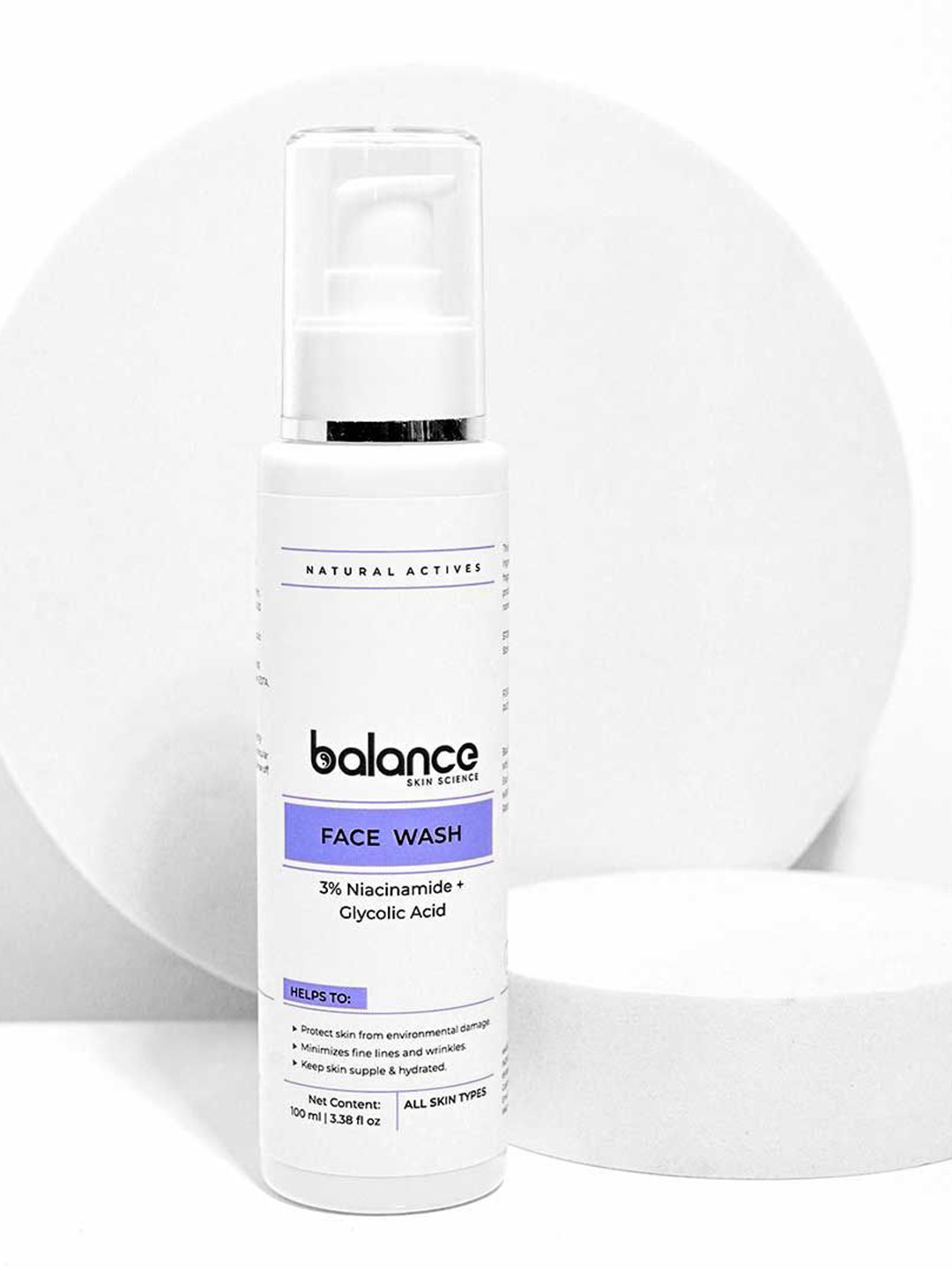

Balance Skin Science 3% Niacinamide & Glycolic Acid Gel Face Wash - 100 ml, White