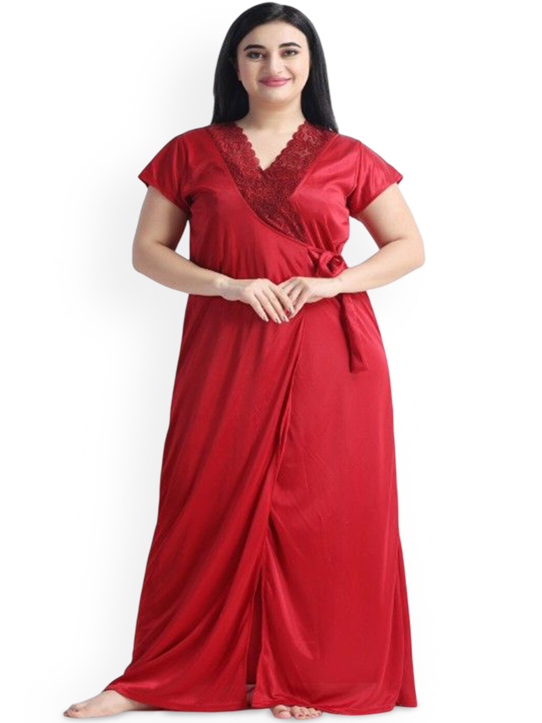 

Beera Maxi Nightdress With Robe, Red