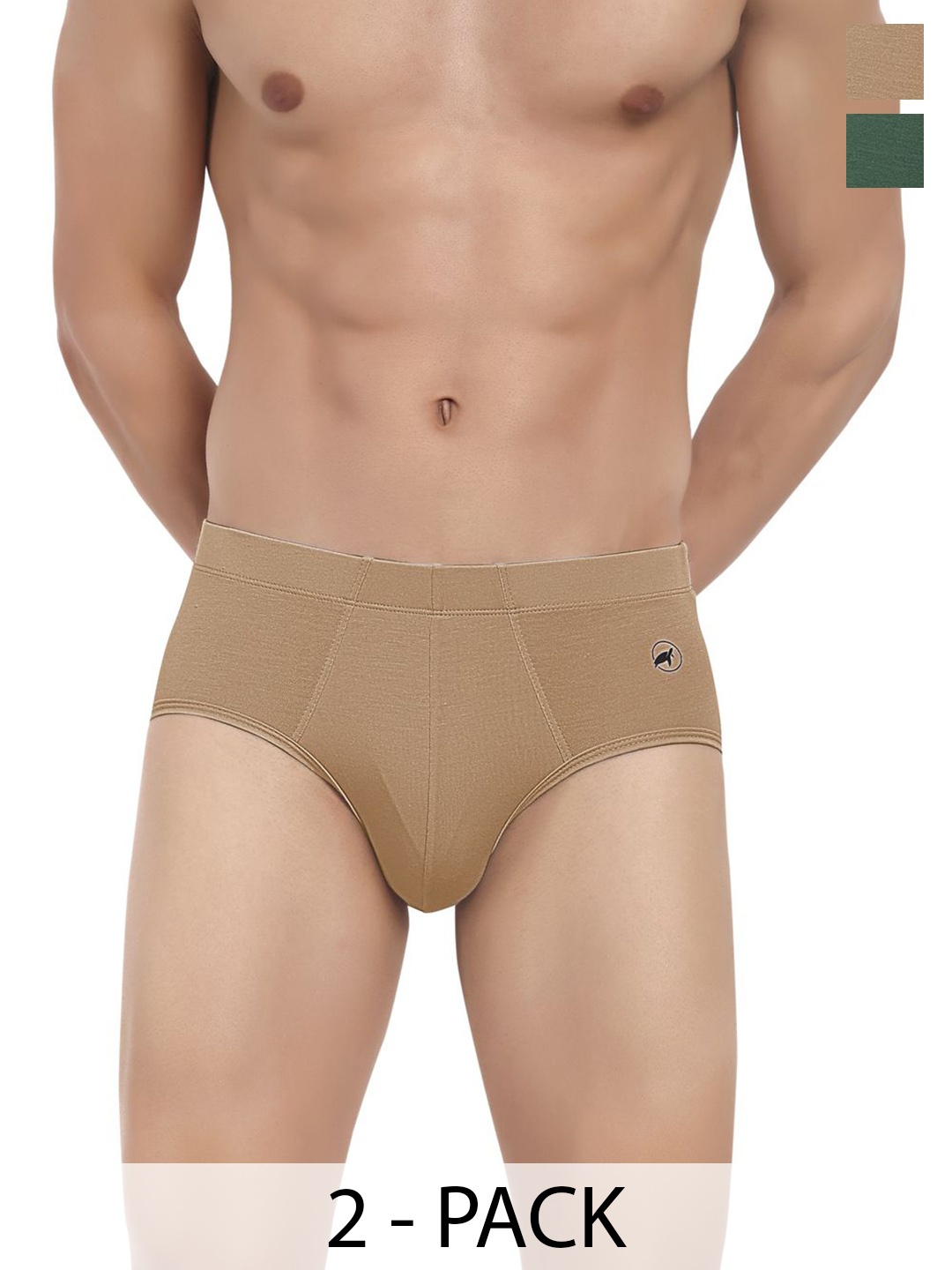 

LOGGERHEAD Pack Of 2 Cotton Hipster Briefs LHIB012-Beige-Green