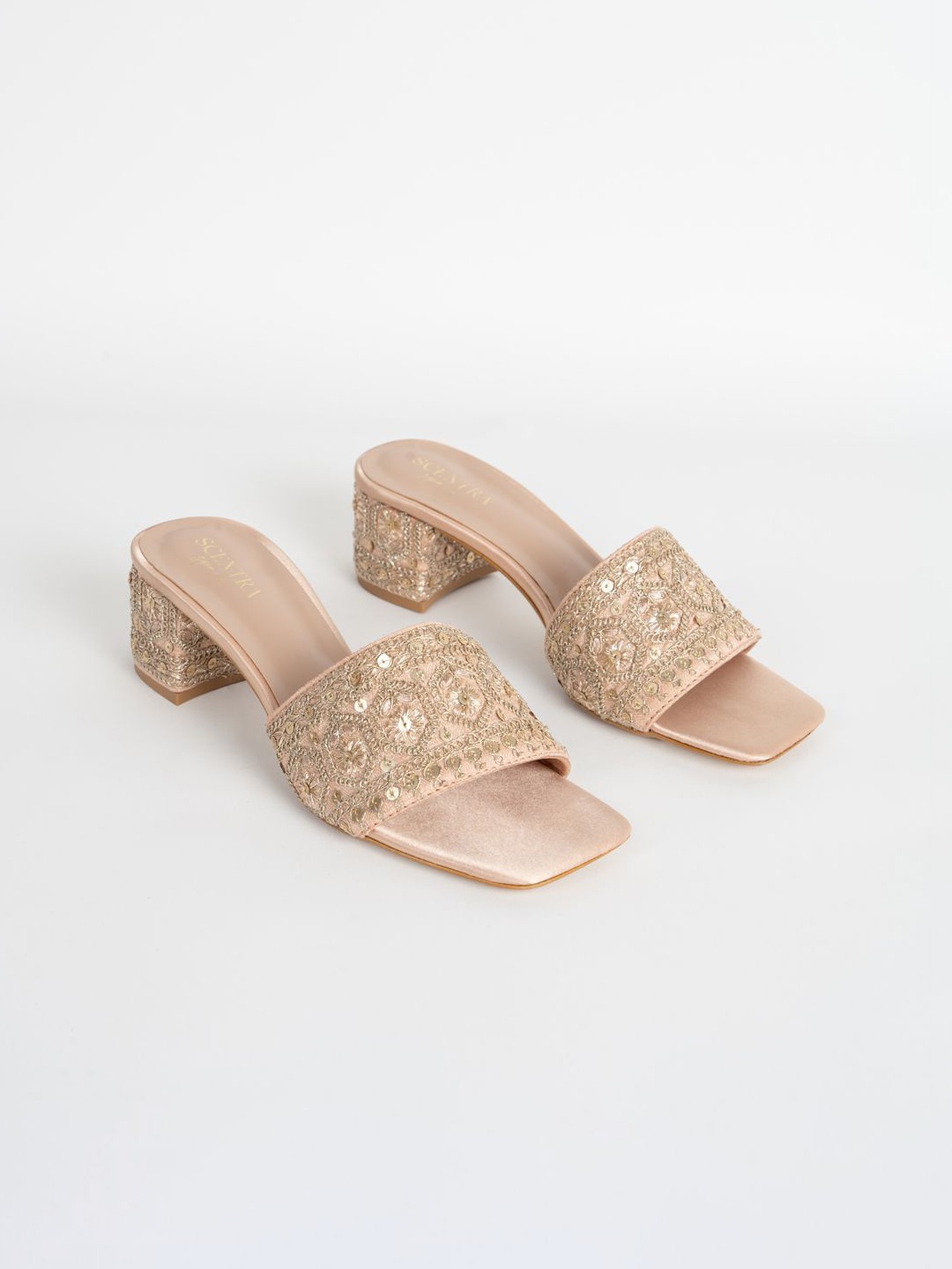 

SCENTRA Party Block Sandals, Gold