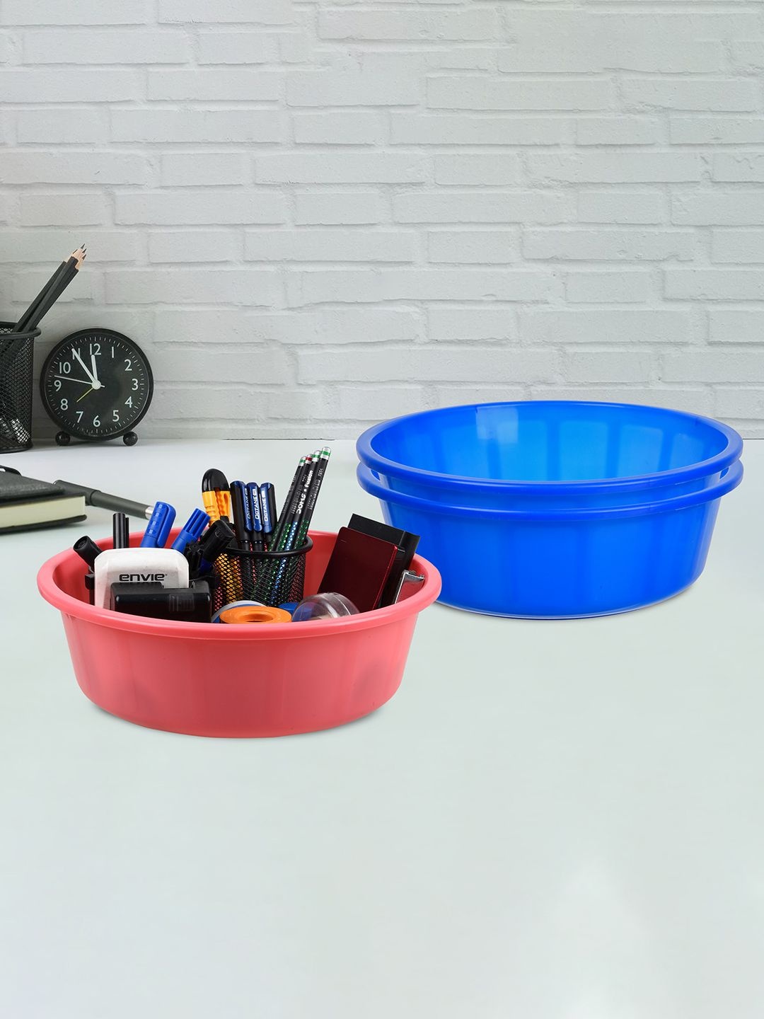

Kuber Industries Blue and Pink 3 Pieces Multi-Utility Organisers