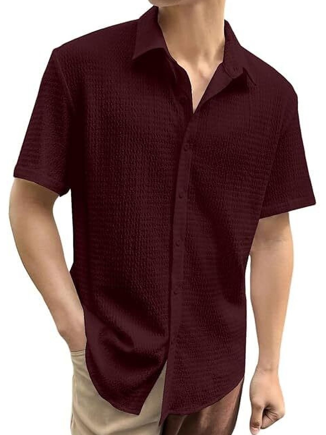 

Praizy Men Classic Opaque Casual Shirt, Maroon