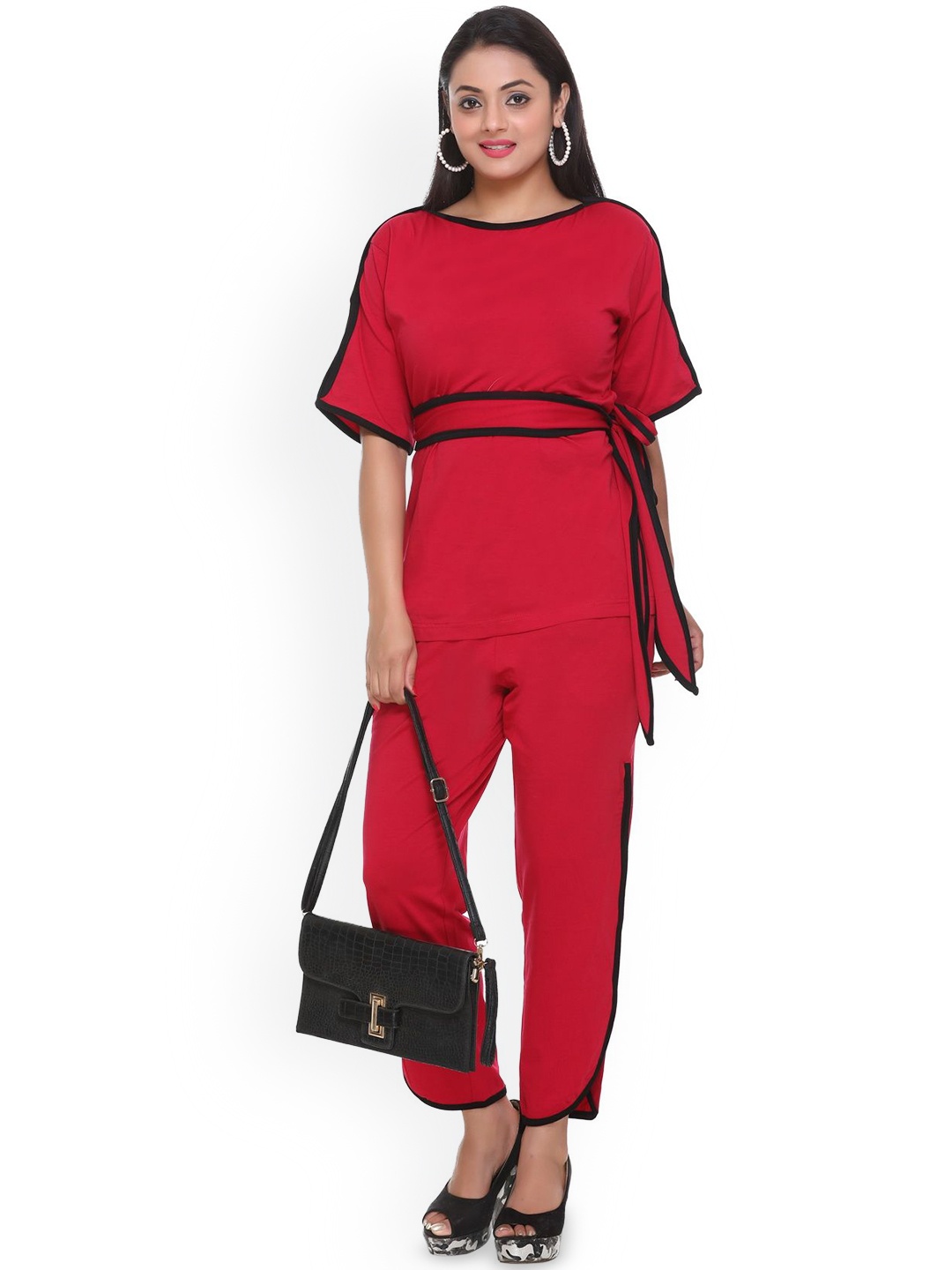 

BeriBlu Round Neck Top With Trouser, Pink