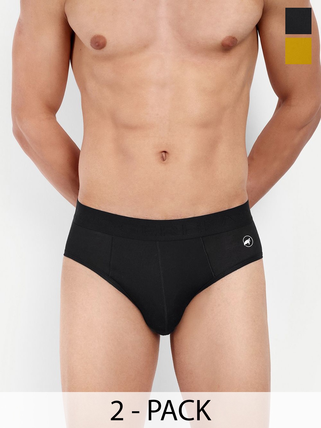 

LOGGERHEAD Pack Of 2 Cotton Hipster Briefs LHMB002-Yellow-Black